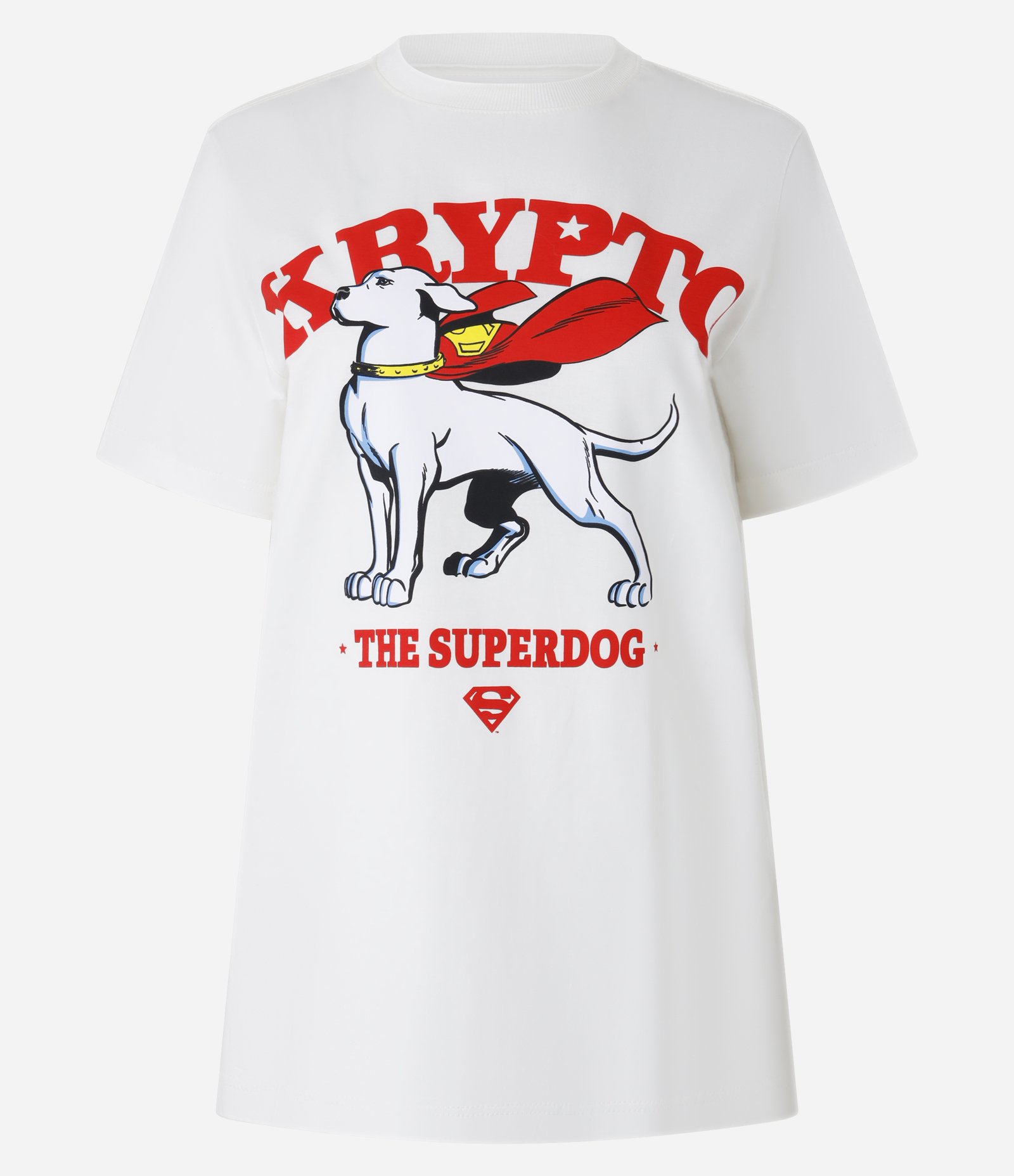 Camiseta Alongada em Algodão com Estampa Krypto Branco 4