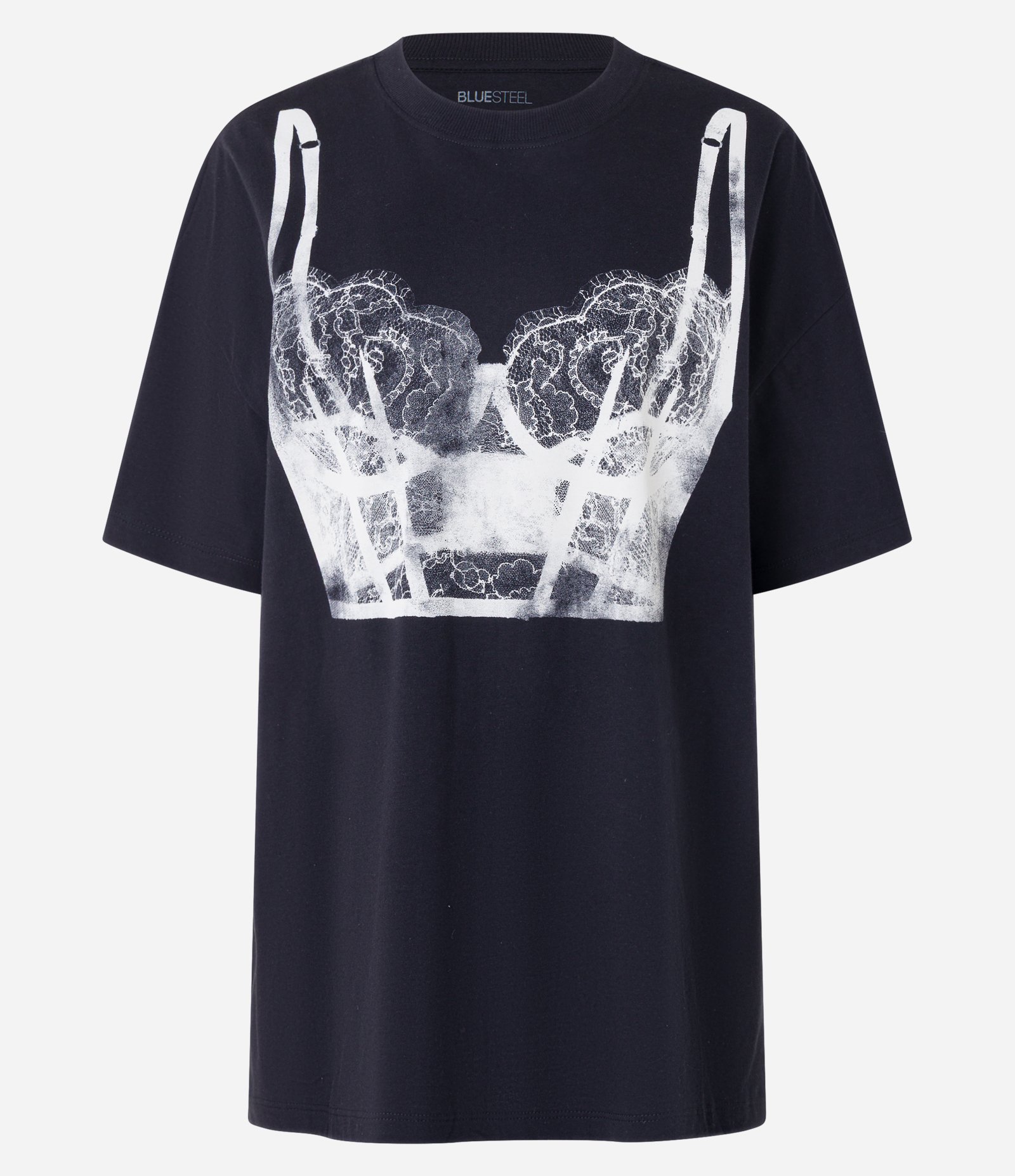Camiseta Oversized em Algodão com Estampa de Corset Preto 4