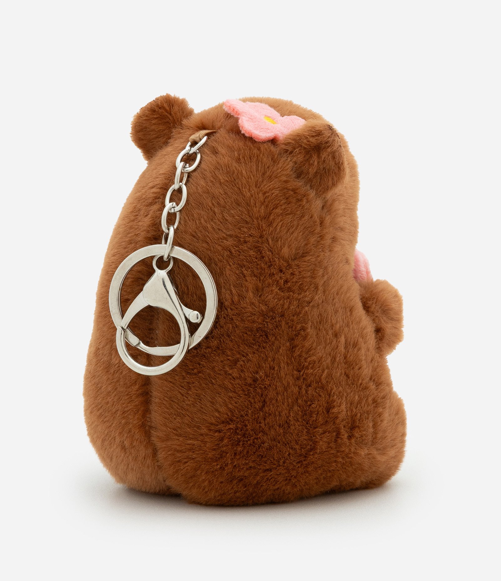 Chaveiro Infantil com Pelúcia de Capivara com Flor - Tam Único Marrom 2