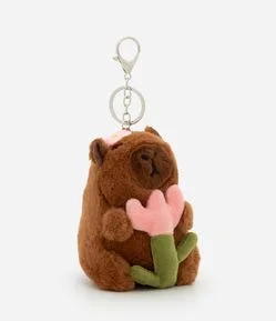 Chaveiro Infantil com Pelúcia de Capivara com Flor - Tam Único