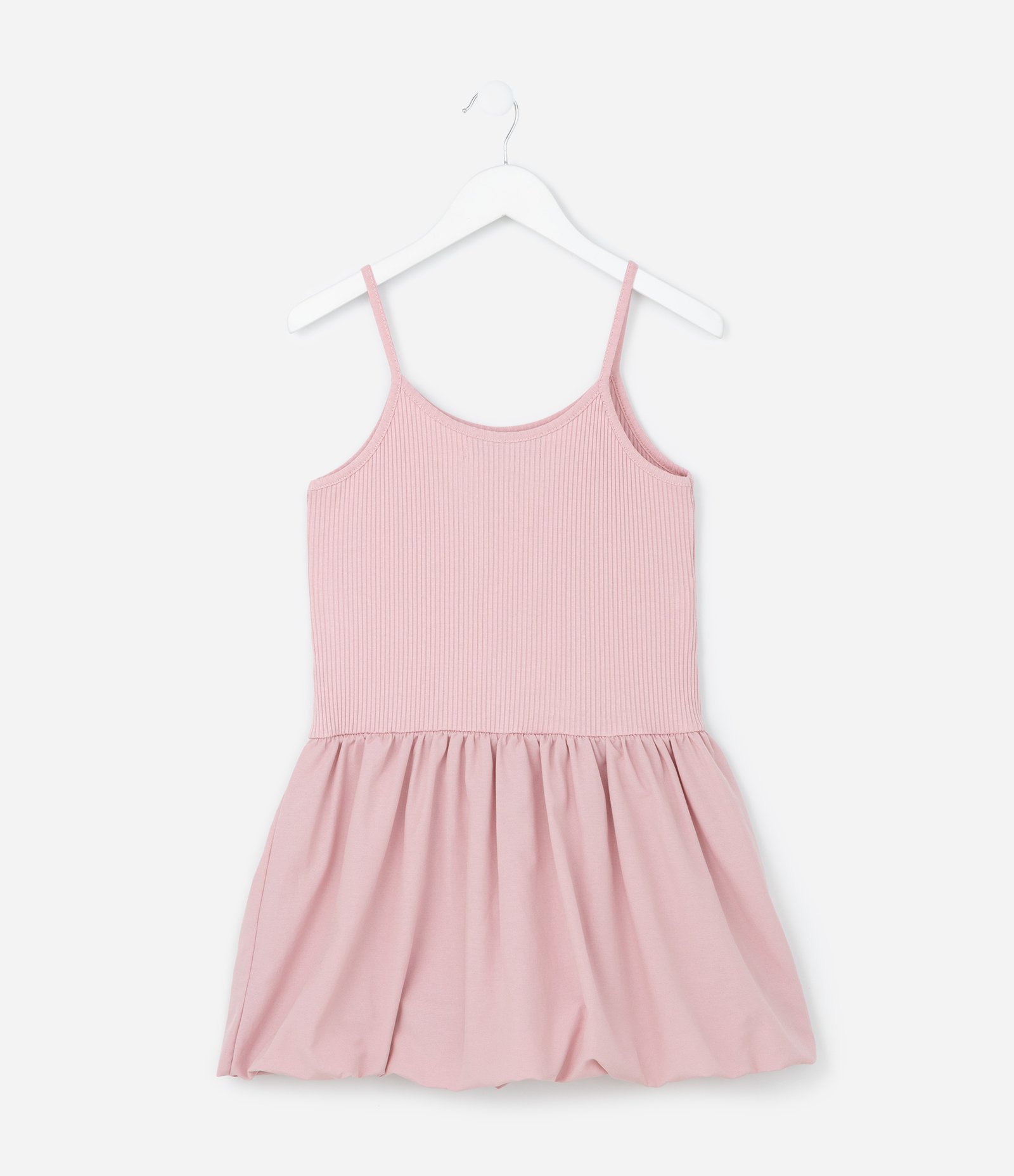 Vestido Balonê Curto com Textura Canelada - Tam 7 a 14 Anos Rosa 3