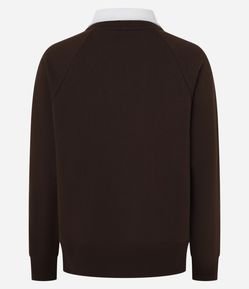 Casaco em Moletom com Gola Camisa e Cava Raglan