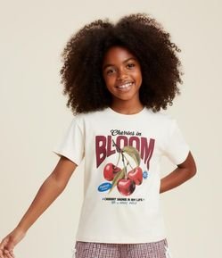 Camiseta Infantil com Estampa Cerejas - Tam 5 a 14 Anos