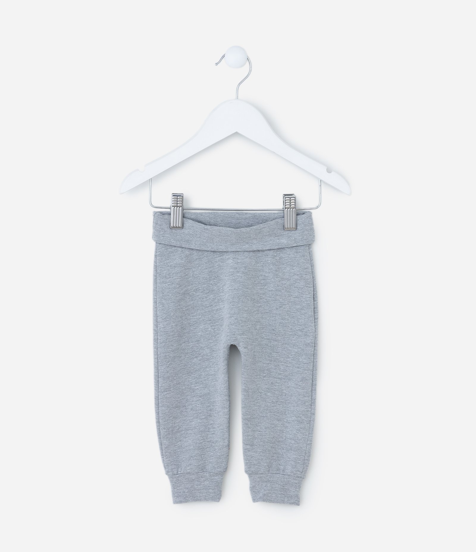 Calça Infantil em Cotton com Cós Dobrado - Tam RN a 18 meses Cinza 1