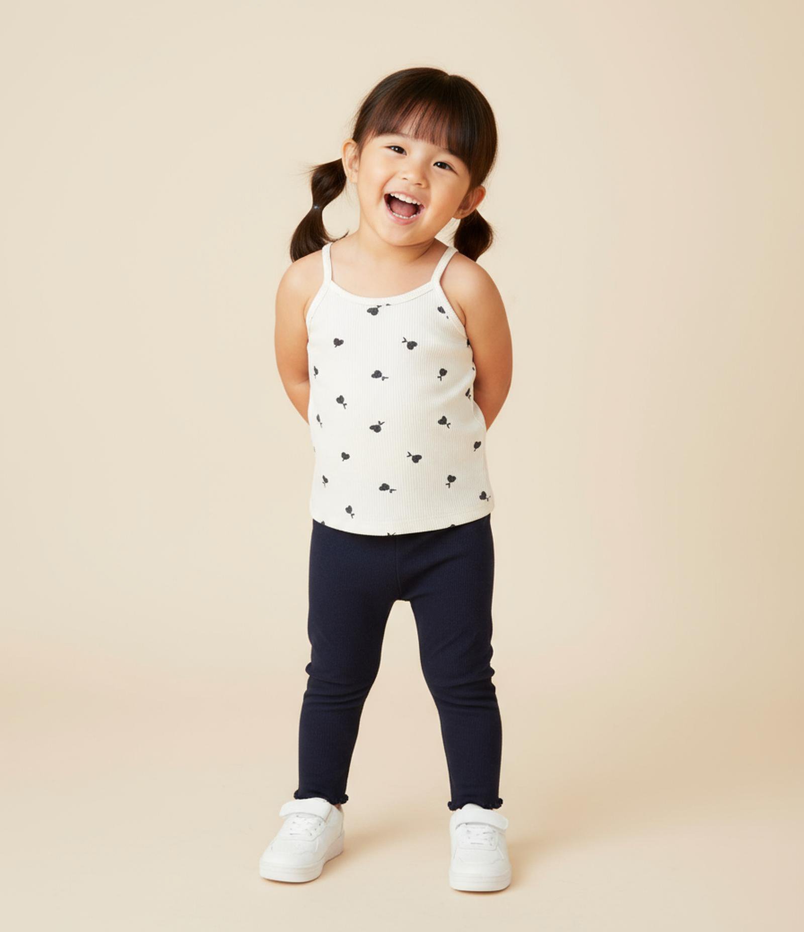 Calça Legging Infantil Canelada com Costura Frufru - Tam 1 a 6 anos Azul escuro 1