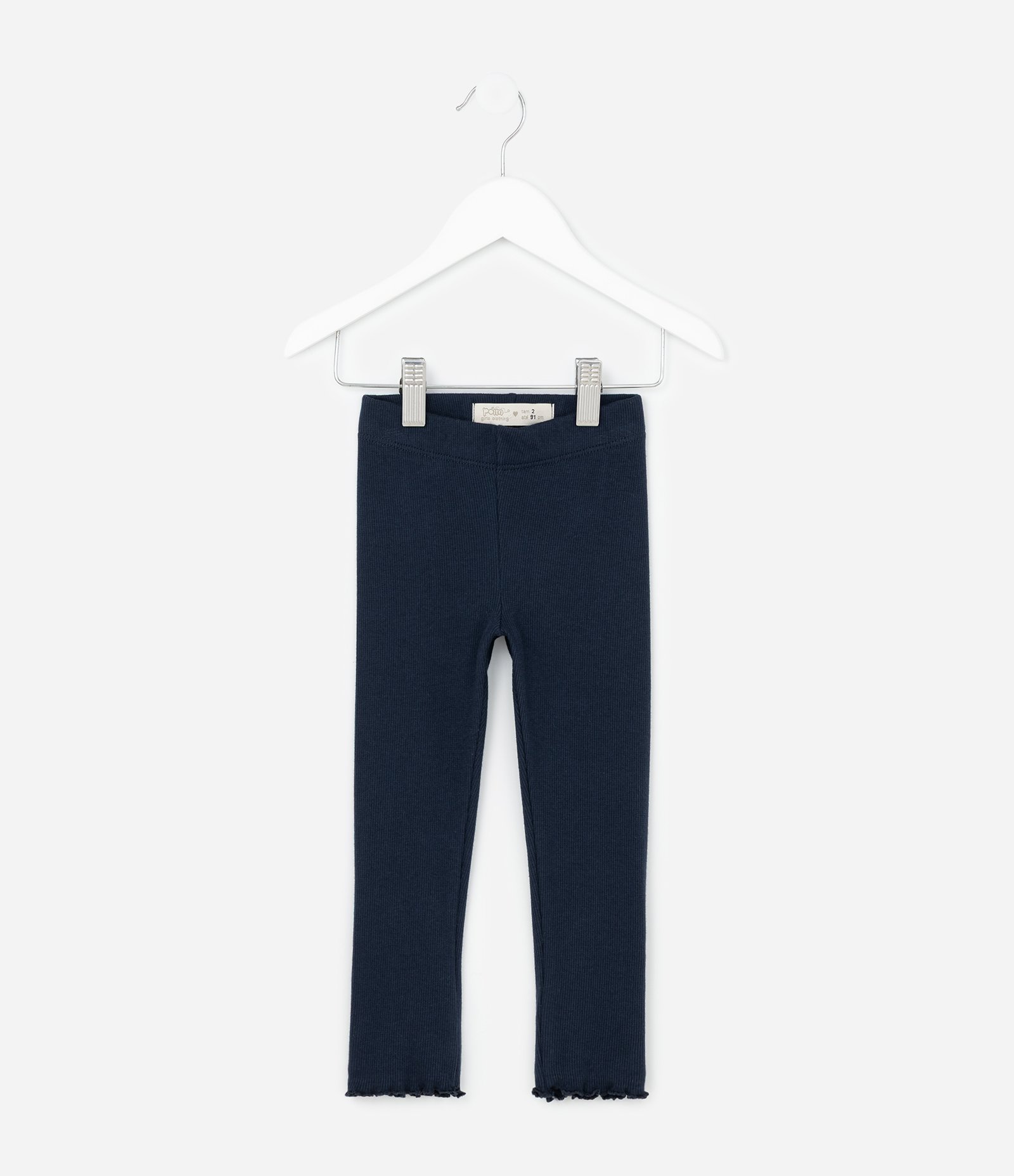 Calça Legging Infantil Canelada com Costura Frufru - Tam 1 a 6 anos Azul escuro 2