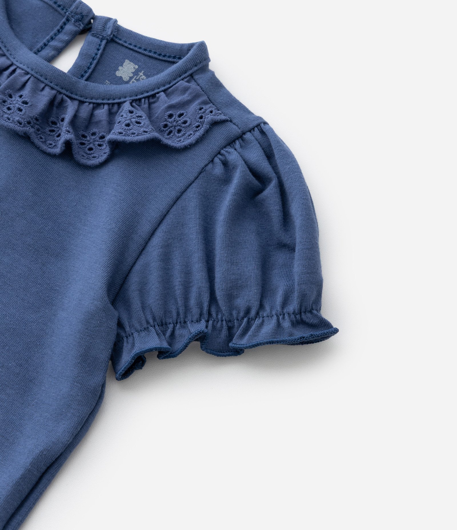 Body Infantil com Babado Broderie na Gola - Tam 0 a 18 meses Azul 6