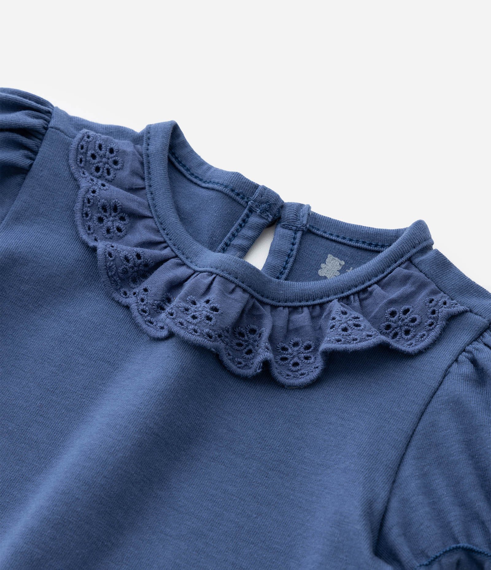 Body Infantil com Babado Broderie na Gola - Tam 0 a 18 meses Azul 8
