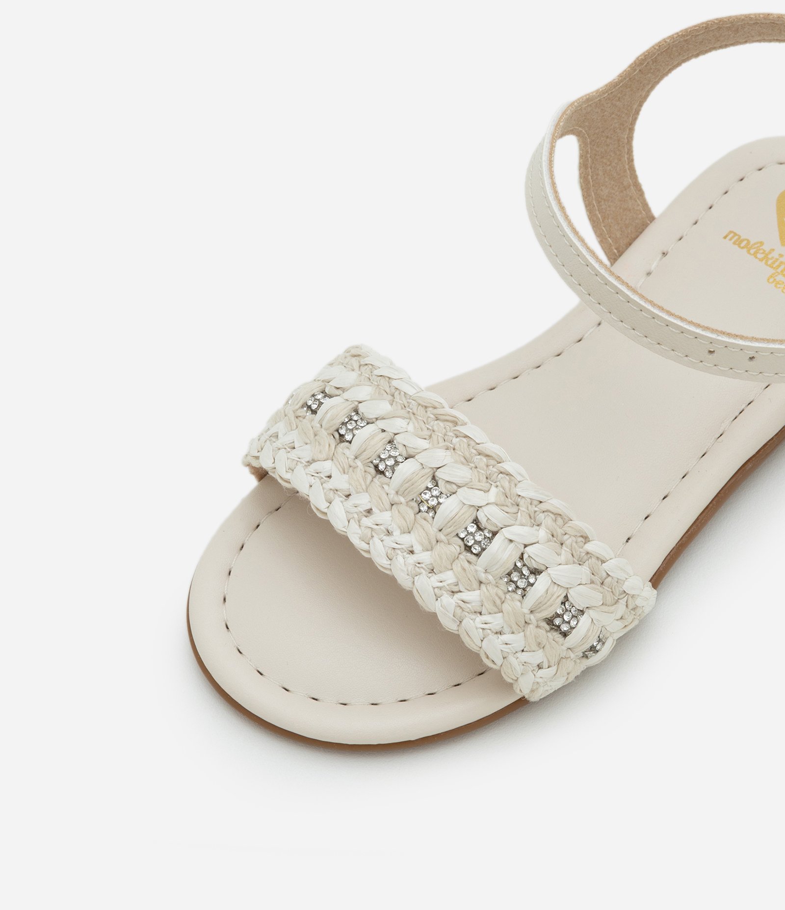 Sandália Infantil com Detalhe Trançado e Brilhinhos Molekinha - Tam 20 a 25 Off White 4