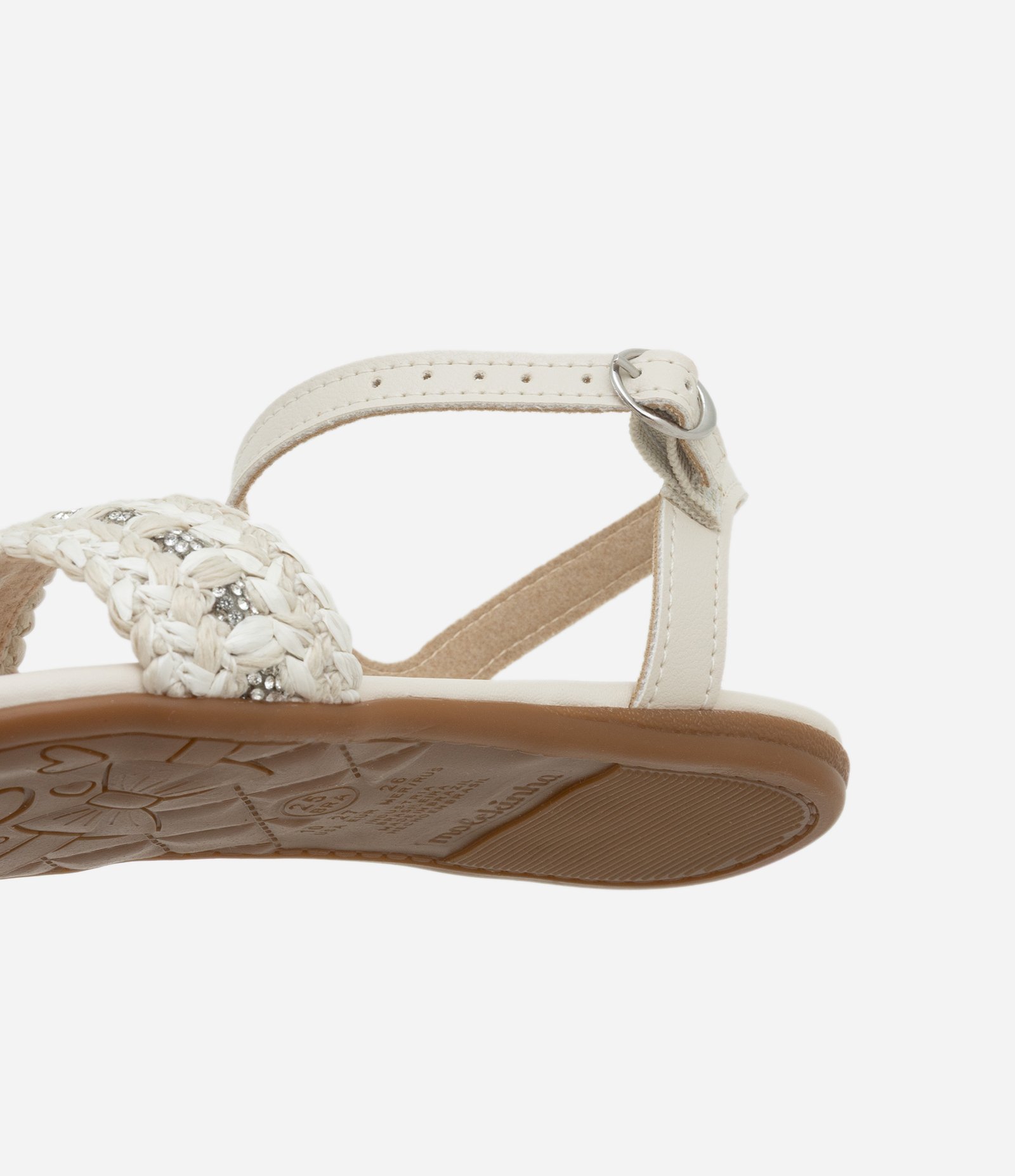 Sandália Infantil com Detalhe Trançado e Brilhinhos Molekinha - Tam 20 a 25 Off White 5