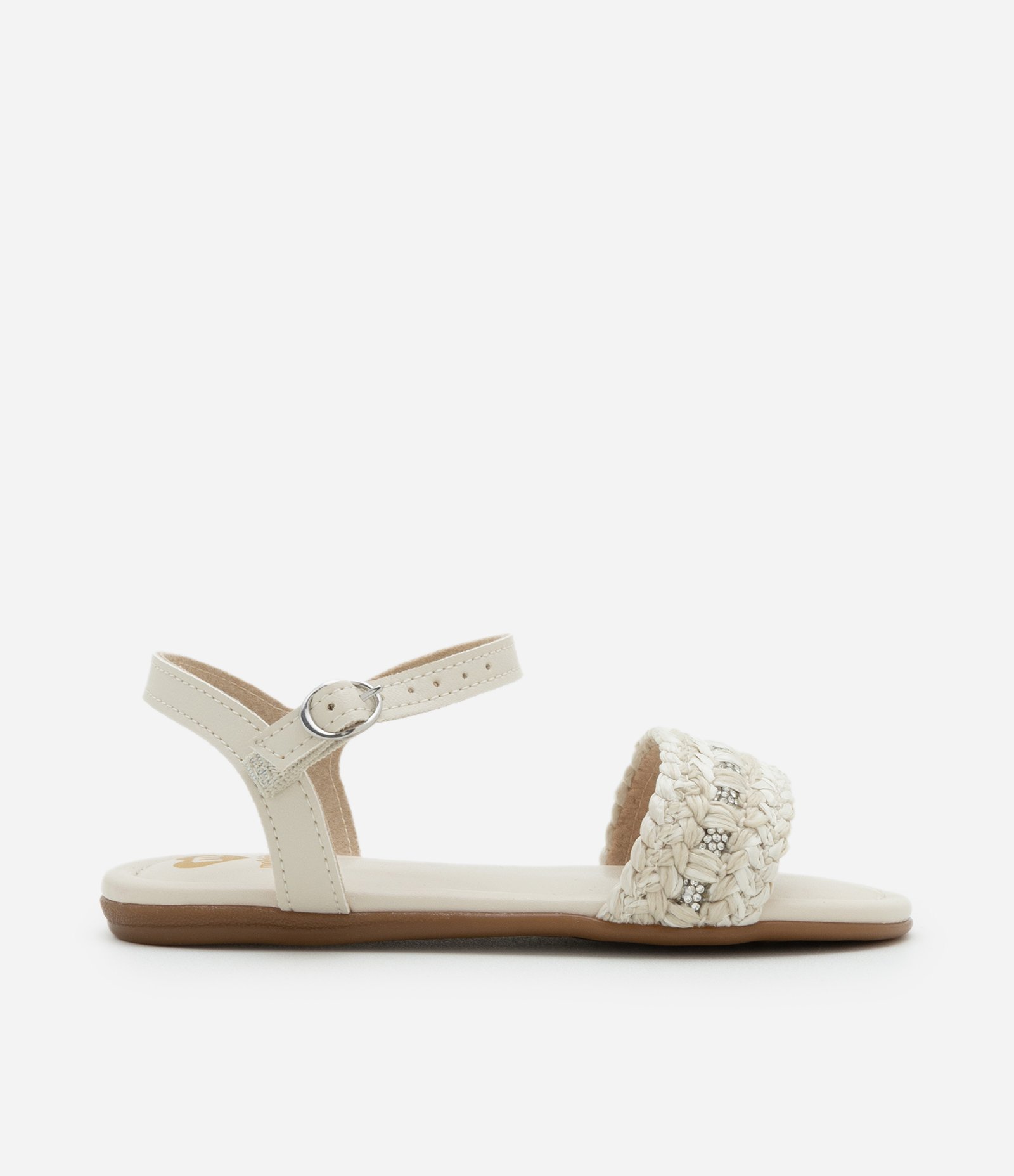 Sandália Infantil com Detalhe Trançado e Brilhinhos Molekinha - Tam 20 a 25 Off White 6