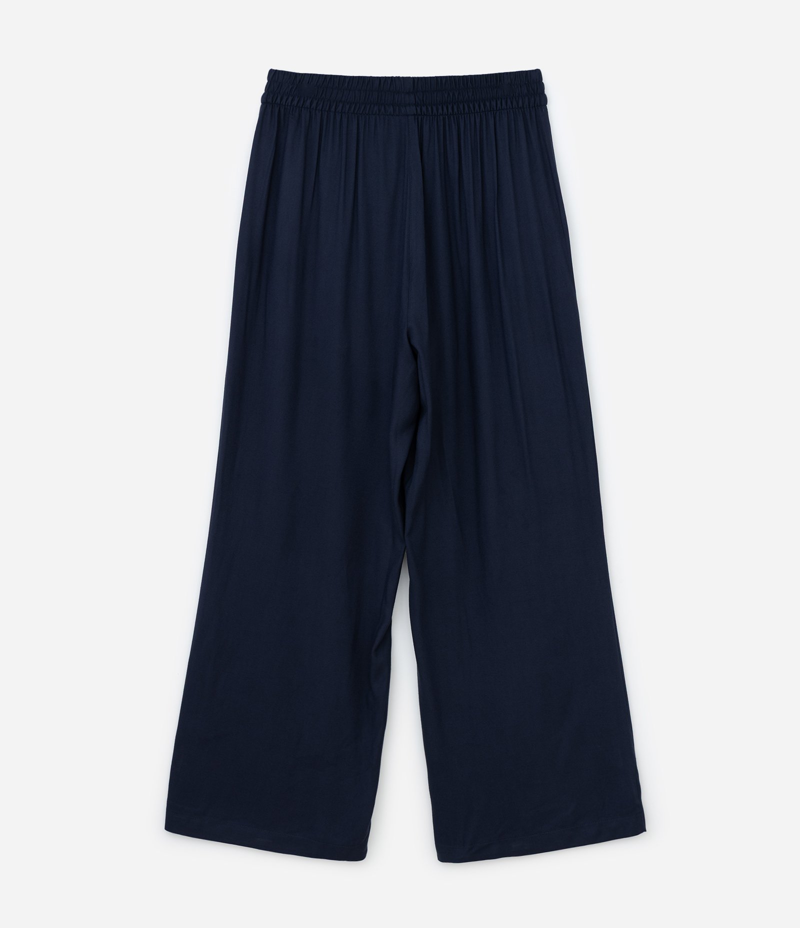 Calça Pantalona em Viscose com Elástico na Cintura Curve & Plus Size Azul Marinho 6