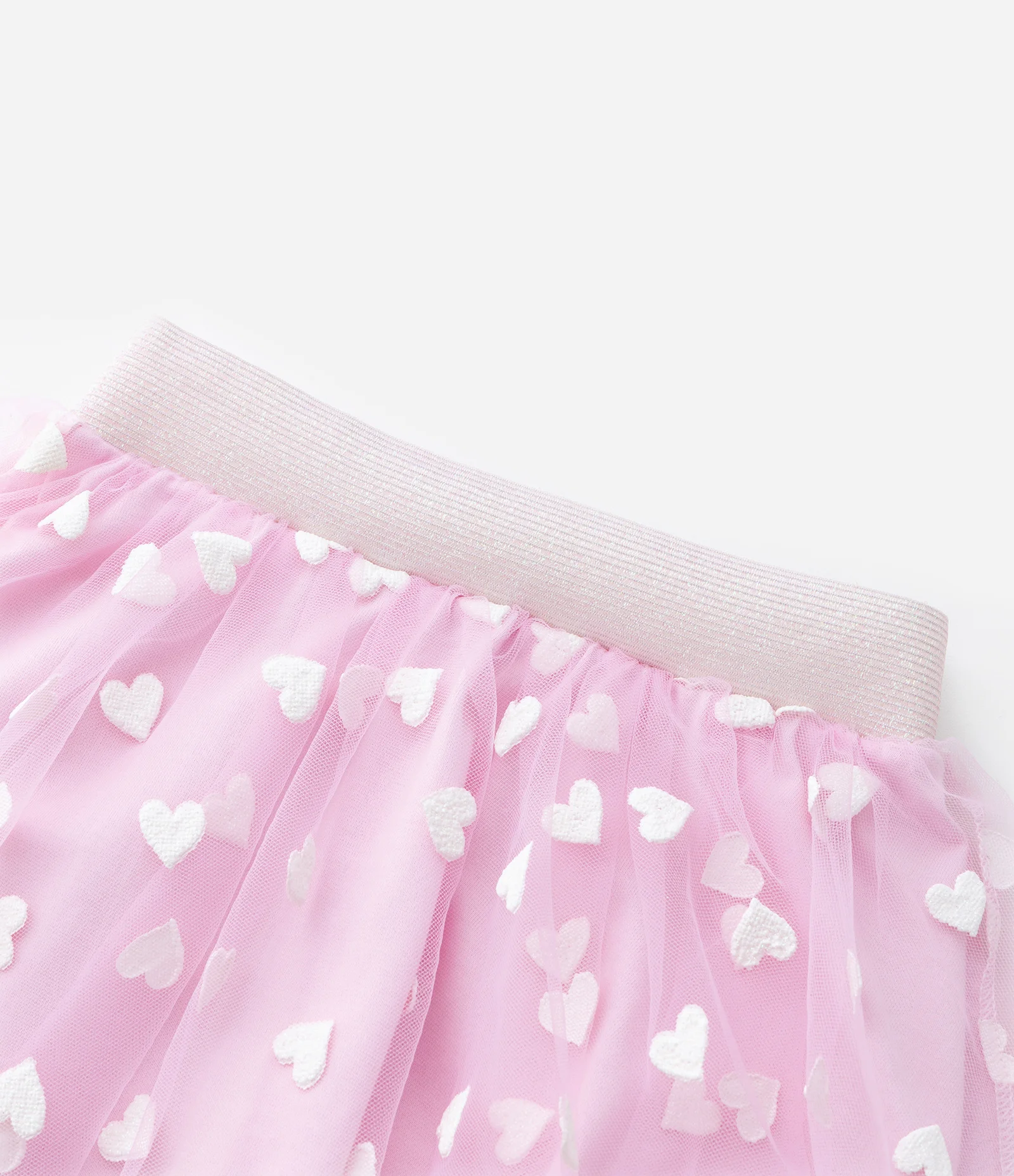 Saia Infantil em Tule com Estampa Corações - Tam 1 a 6 Anos Rosa 2