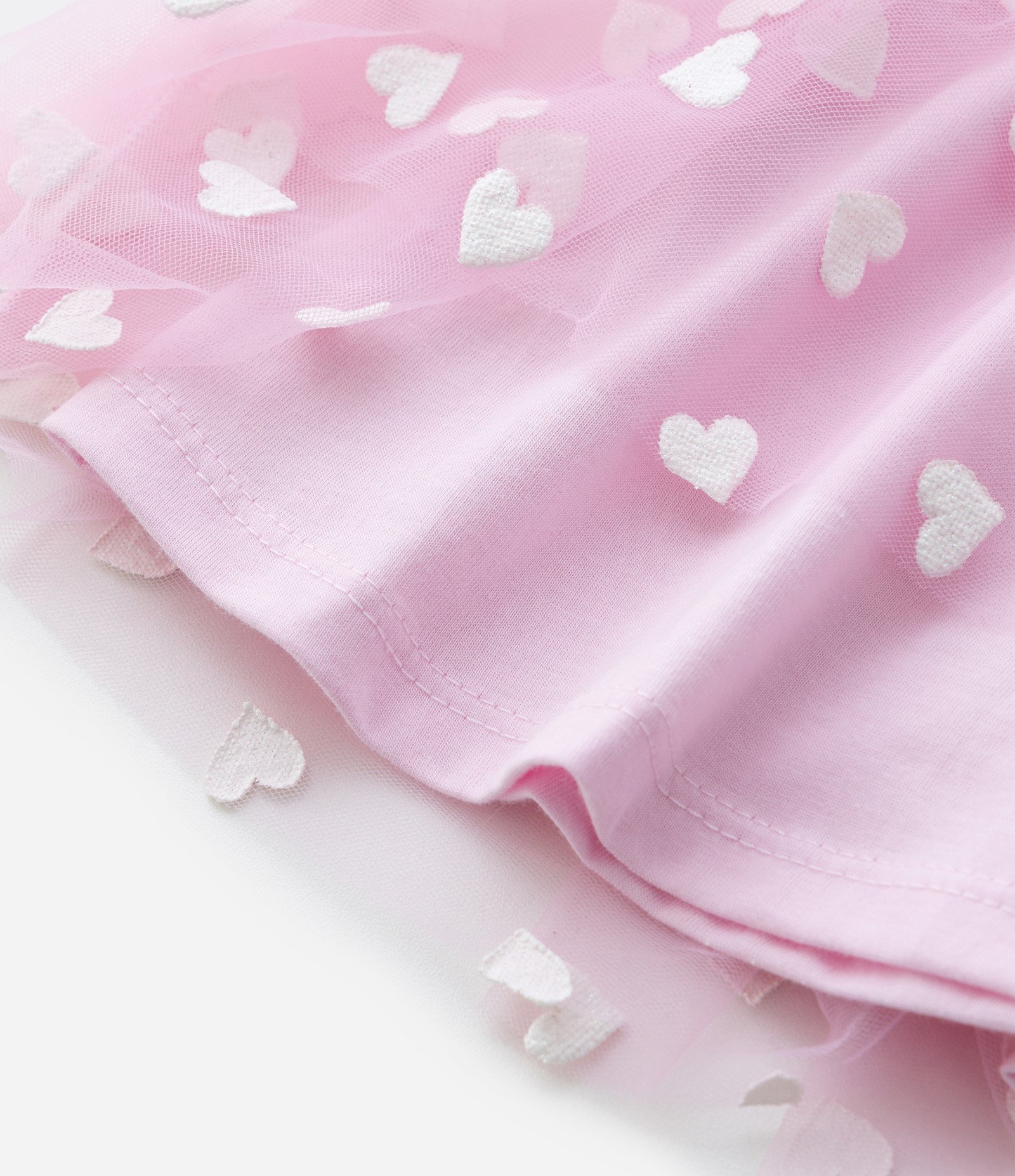 Saia Infantil em Tule com Estampa Corações - Tam 1 a 6 Anos Rosa 5