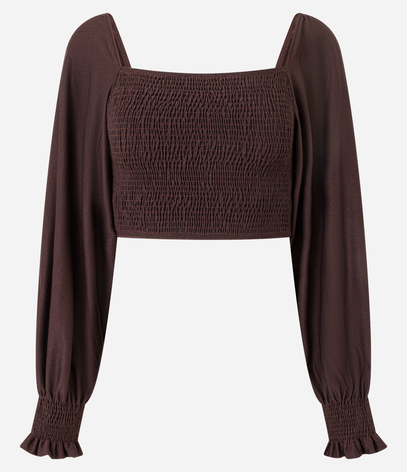 Blusa Texturizada com Latex e Manga Bufante Marrom 4