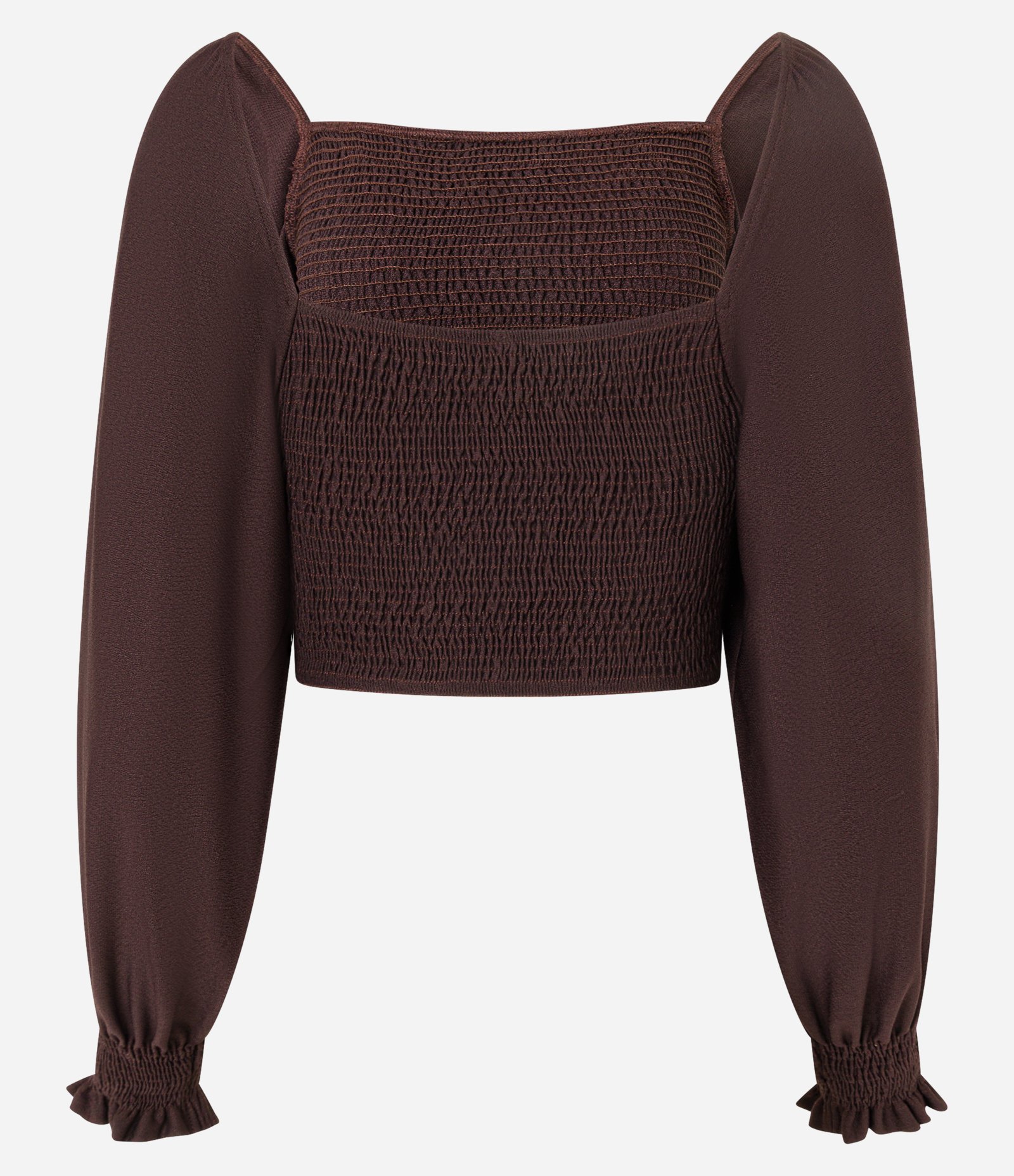 Blusa Texturizada com Latex e Manga Bufante Marrom 5