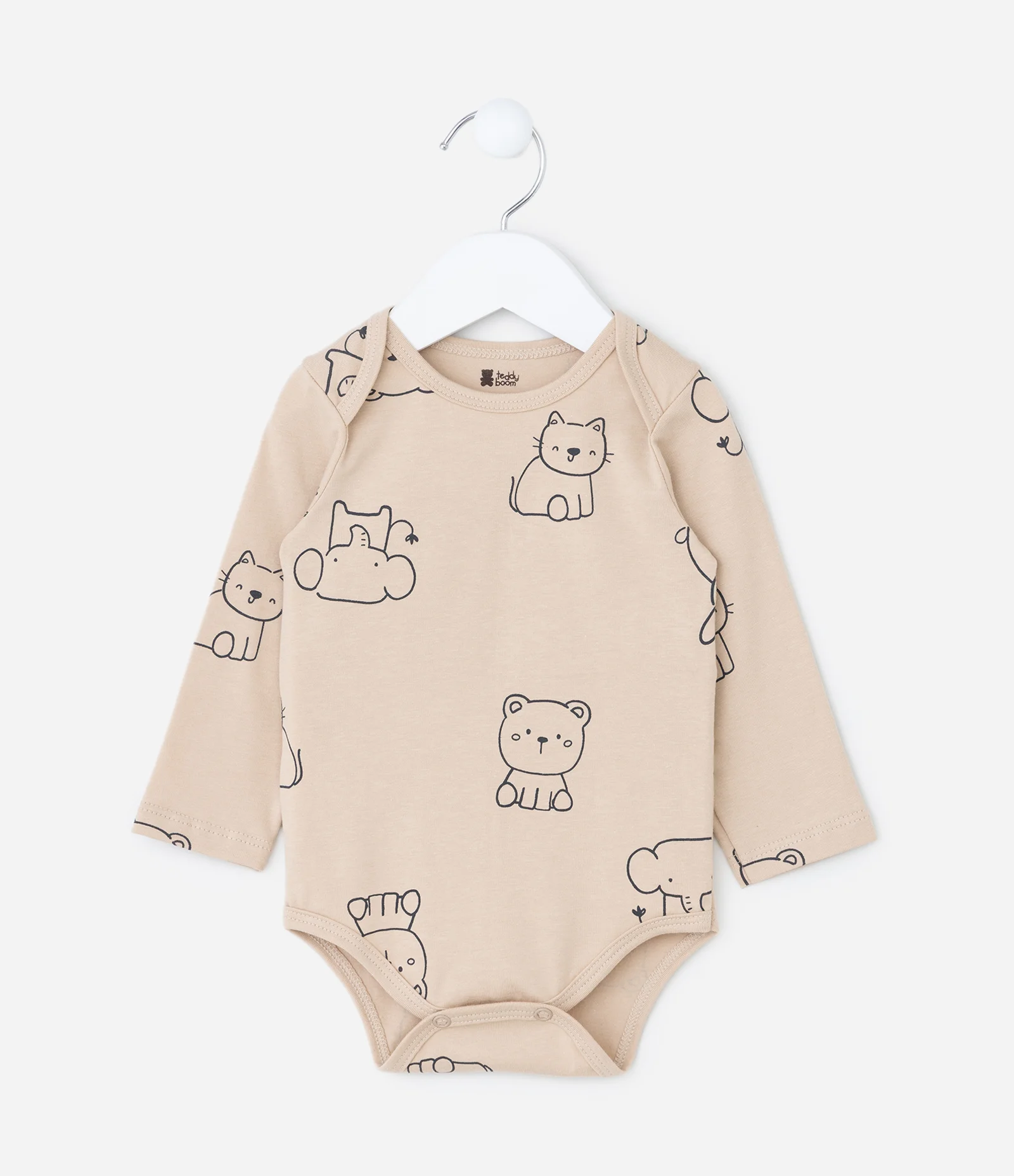 Body Infantil em Algodão com Estampa Bichinhos - Tam RN a 18 meses Bege 2