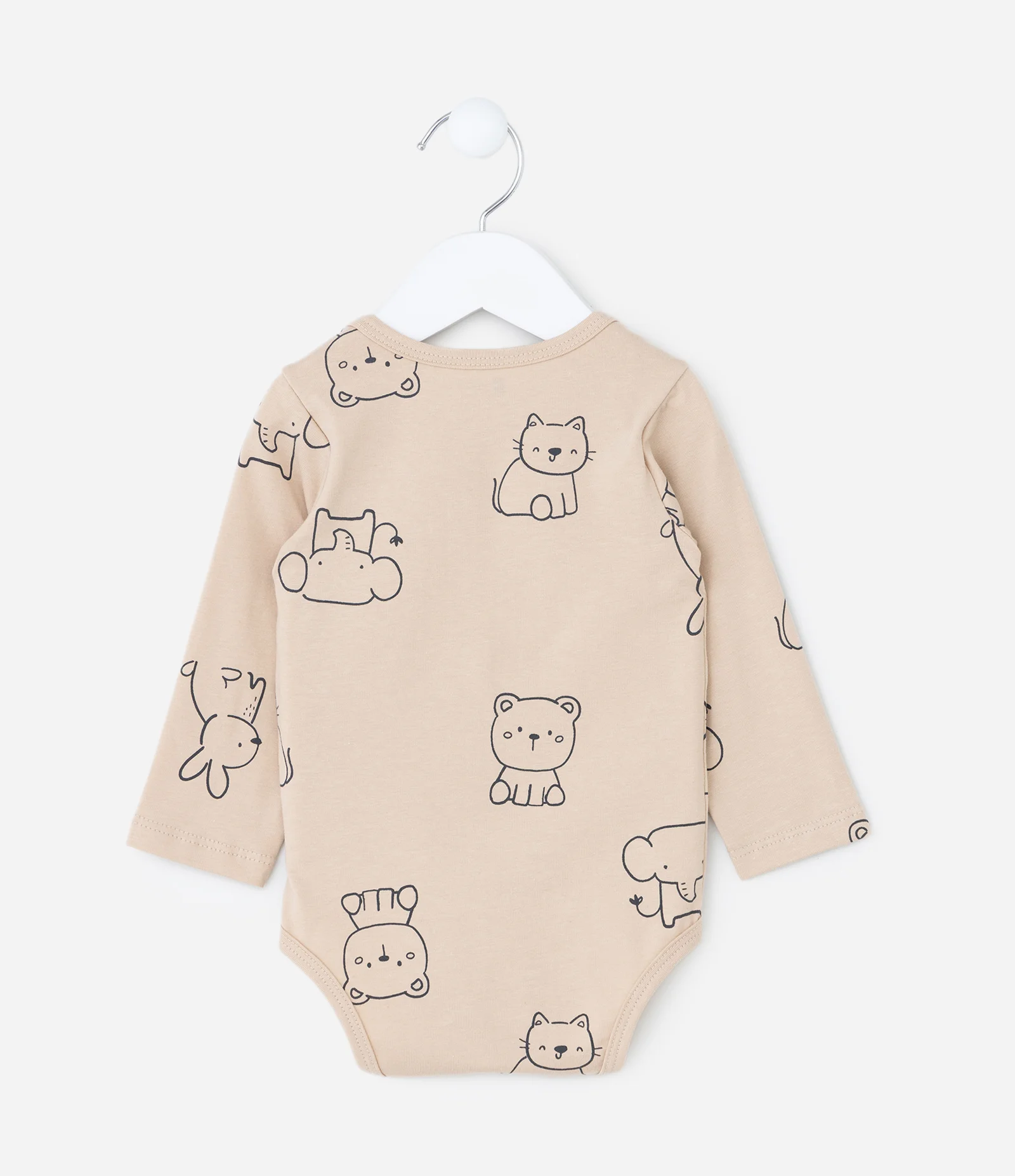 Body Infantil em Algodão com Estampa Bichinhos - Tam RN a 18 meses Bege 3