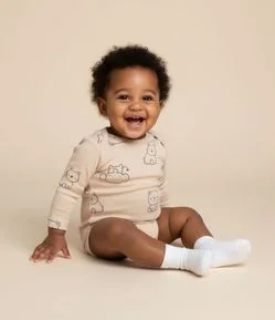 Body Infantil em Algodão com Estampa Bichinhos - Tam RN a 18 meses