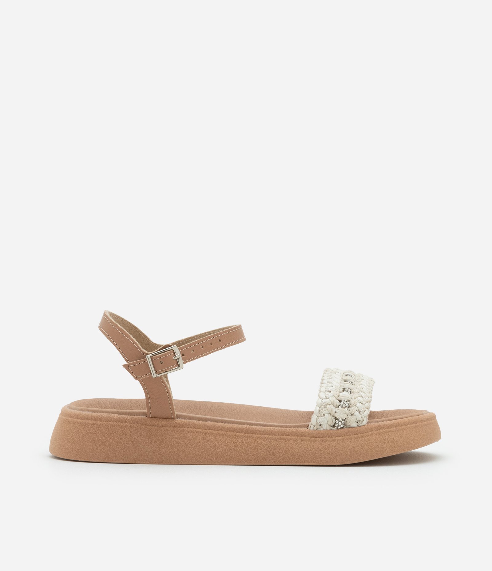 Sandália Platform Infantil com Detalhe Trançado em Brilhinhos Molekinha - Tam 26 a 35 Marrom 5