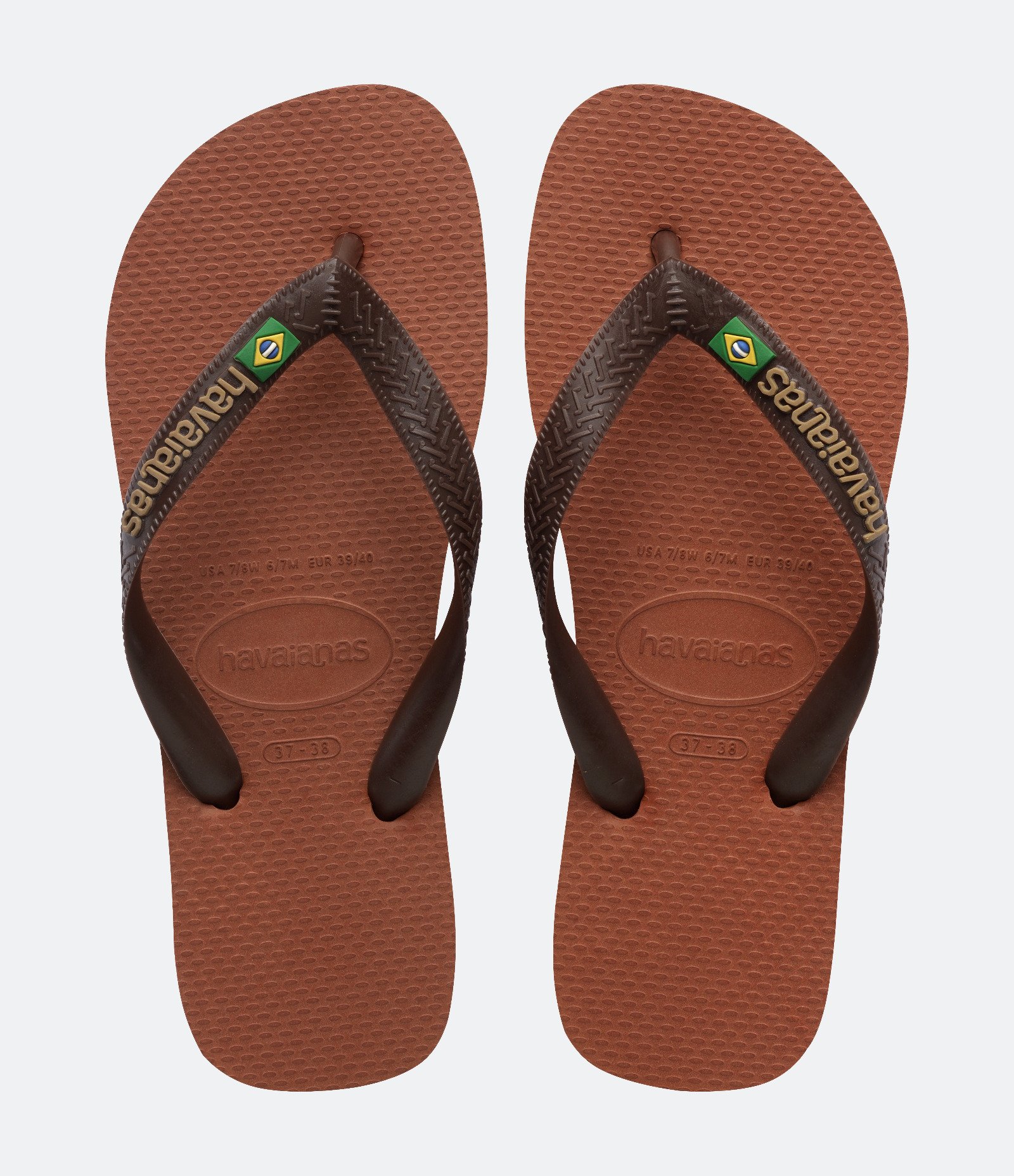 Chinelo Havaianas Tradicional com Bandeira do Brasil Marrom 7
