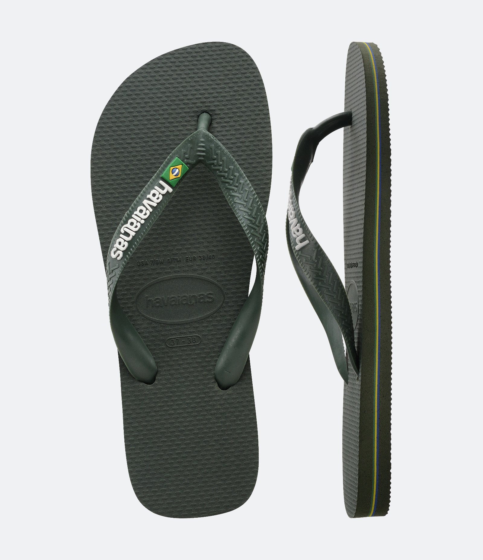 Chinelo Havaianas Tradicional com Bandeira do Brasil Verde escuro 5