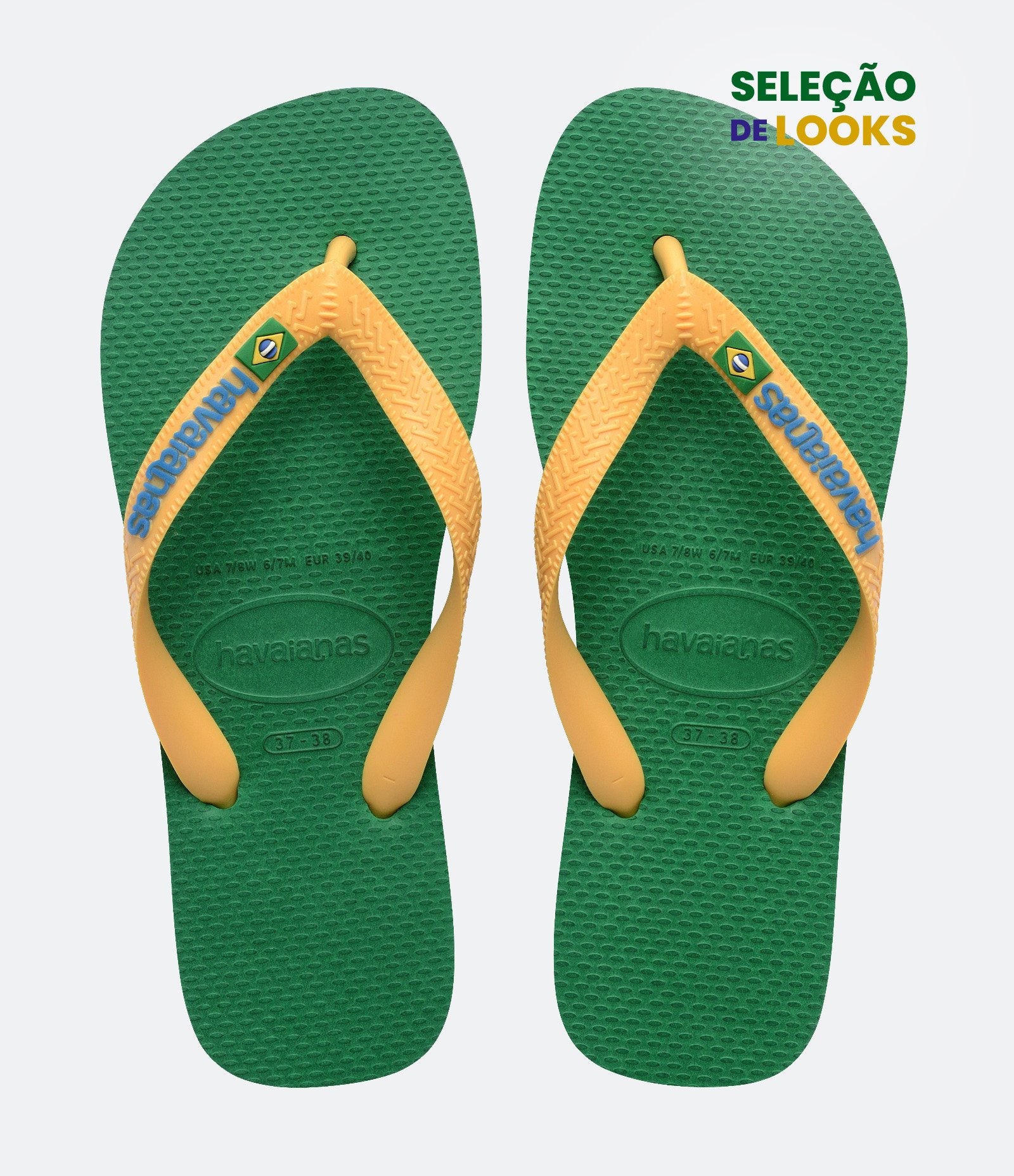 Chinelo Havaianas Tradicional com Bandeira do Brasil Verde 1