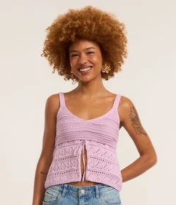 Blusa em Tricô com Alça Média e Amarração