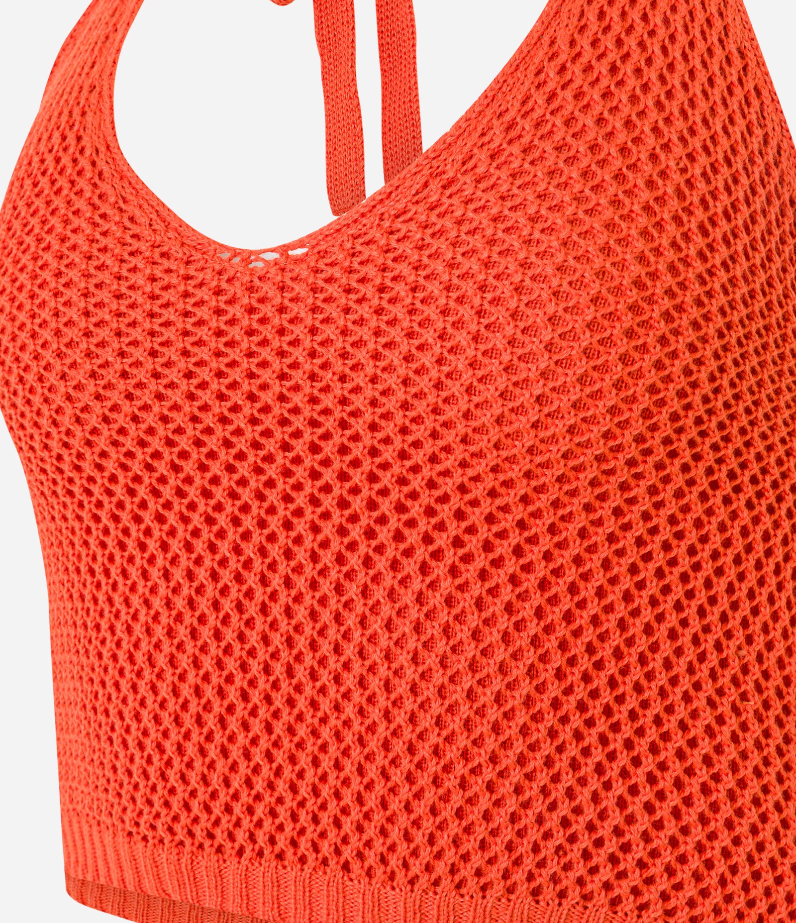 Blusa Frente Única em Tricô com Textura de Ponto Aberto Laranja 8