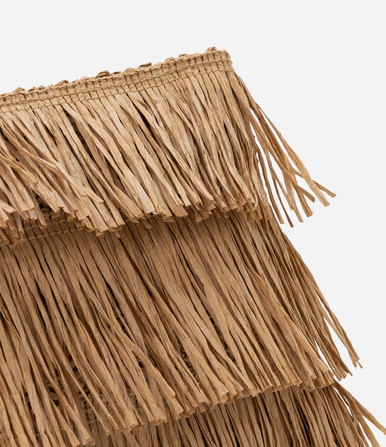 Bolsa de Praia Clutch em Palha com Franjas Bege 4