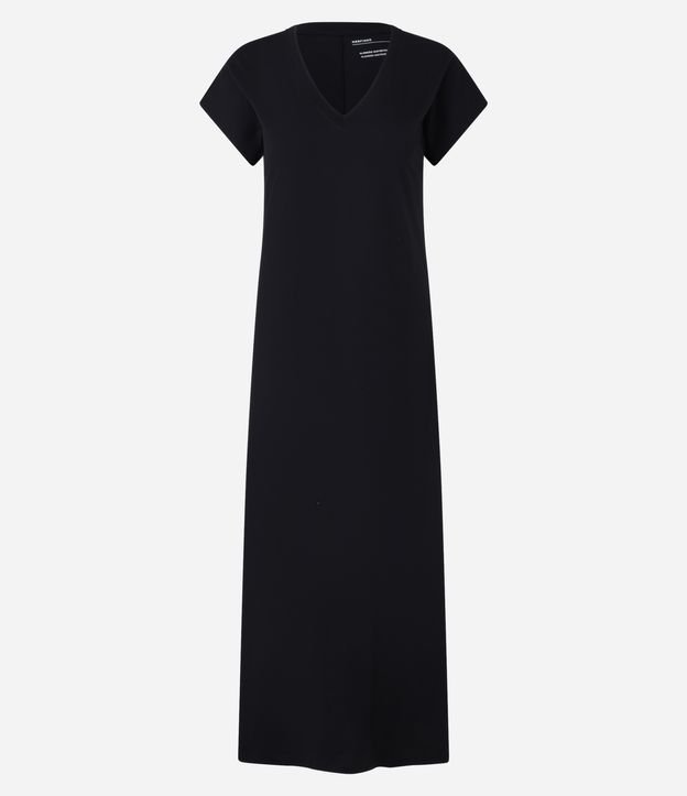 Vestido Reto Long Midi com Decote em v