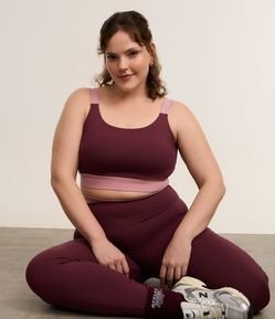 Top Esportivo com Tecnologia Dry e Barra Contrastante Curve e Plus Size