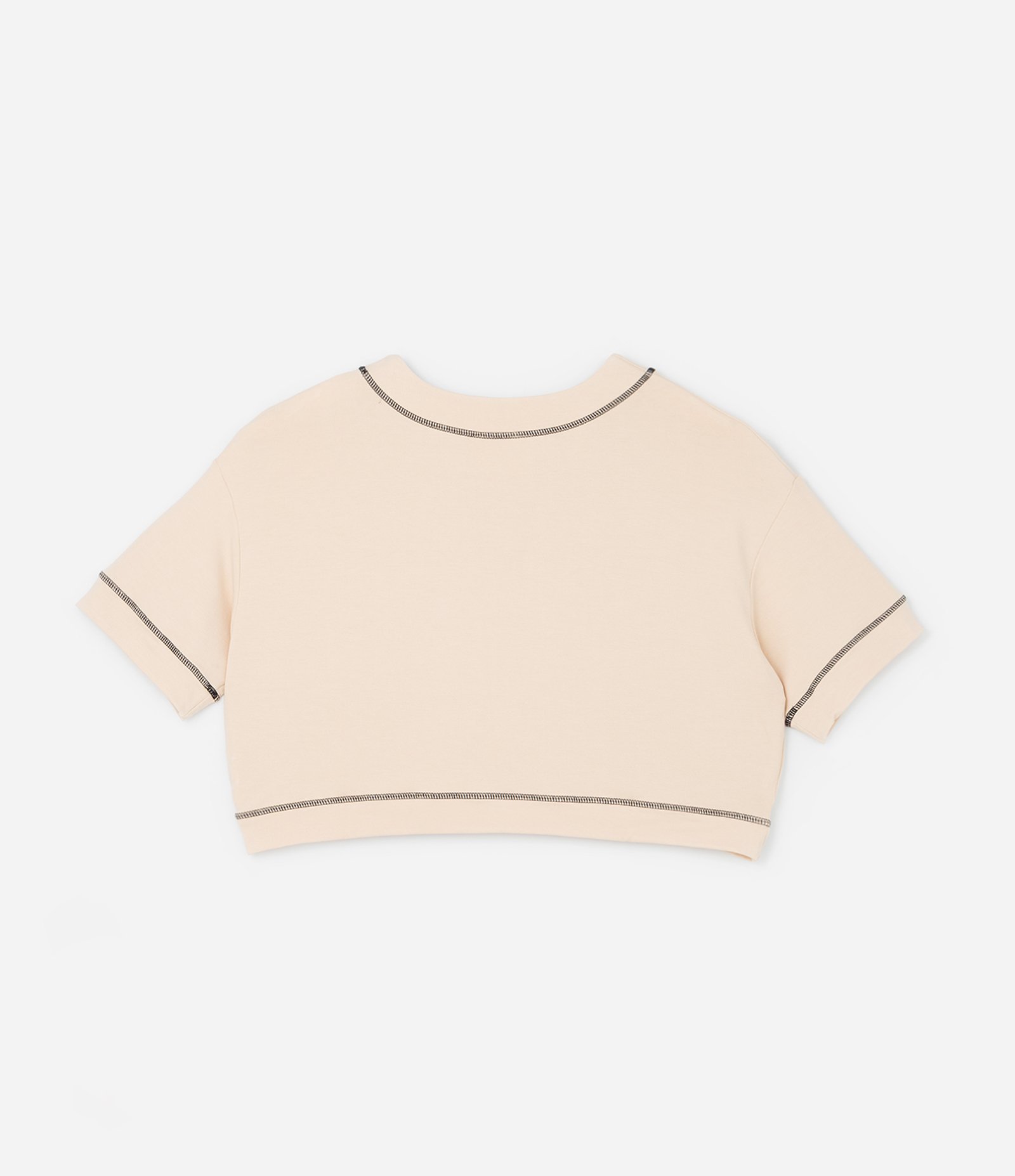 Camiseta Overcropped Esportiva com Estampa Dopamined Curve & Plus Size Bege 6