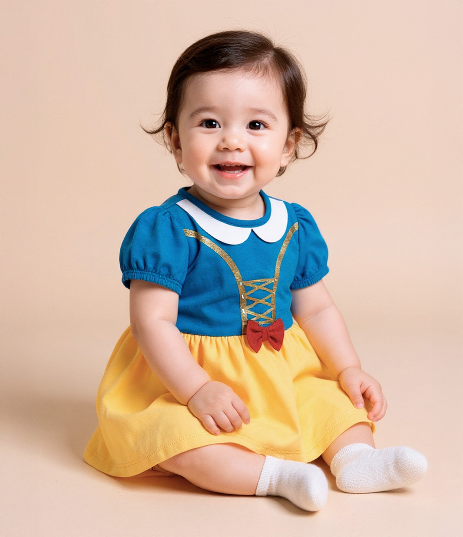 Vestido Body Infantil com Estampa Branca de Neve - Tam 0 a 18 meses Azul 1