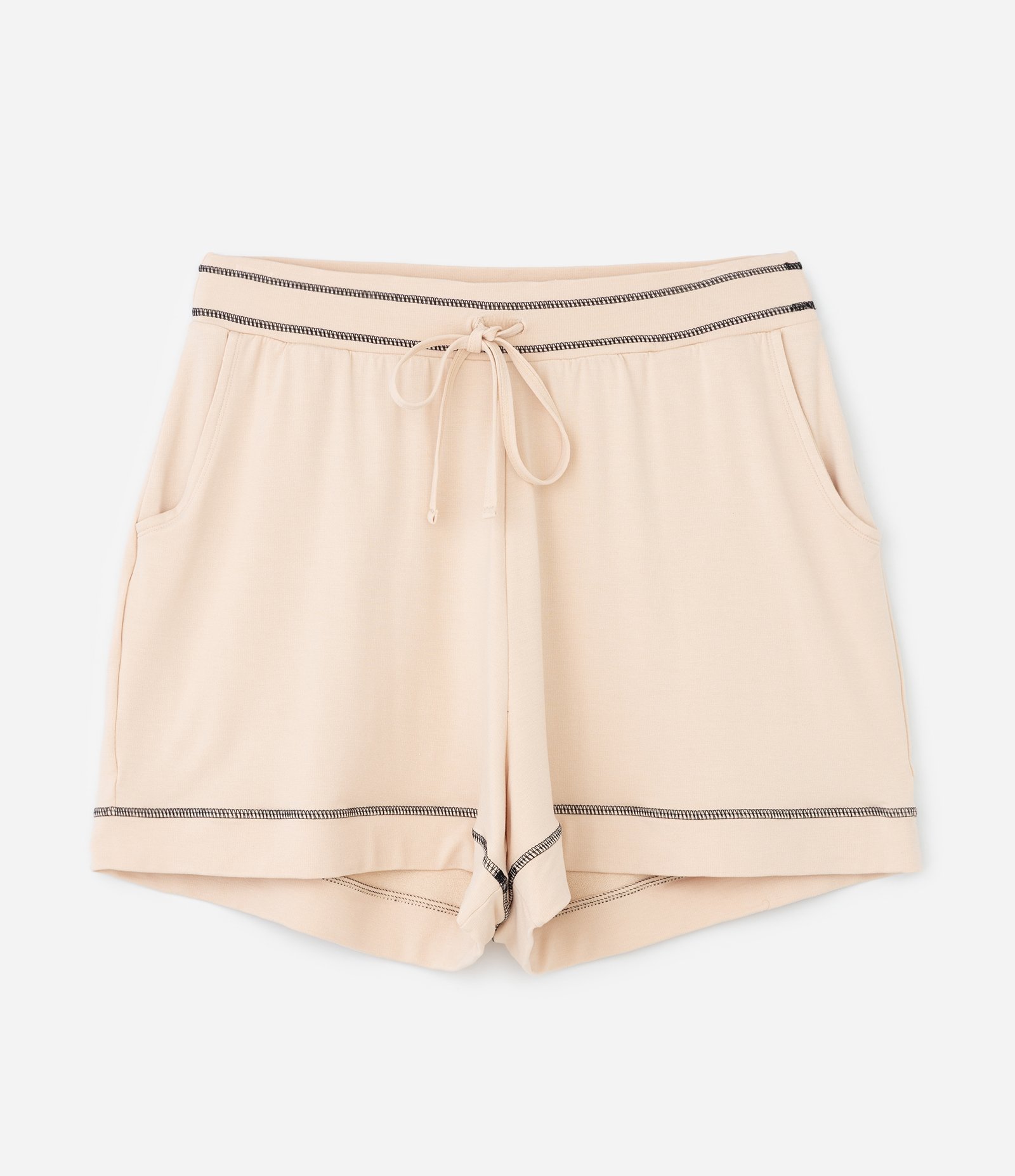 Short Amplo Esportivo em Moletom com Bolsos Curve & Plus Size Bege 5