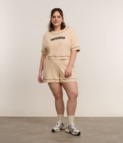 Short Amplo Esportivo em Moletom com Bolsos Curve & Plus Size