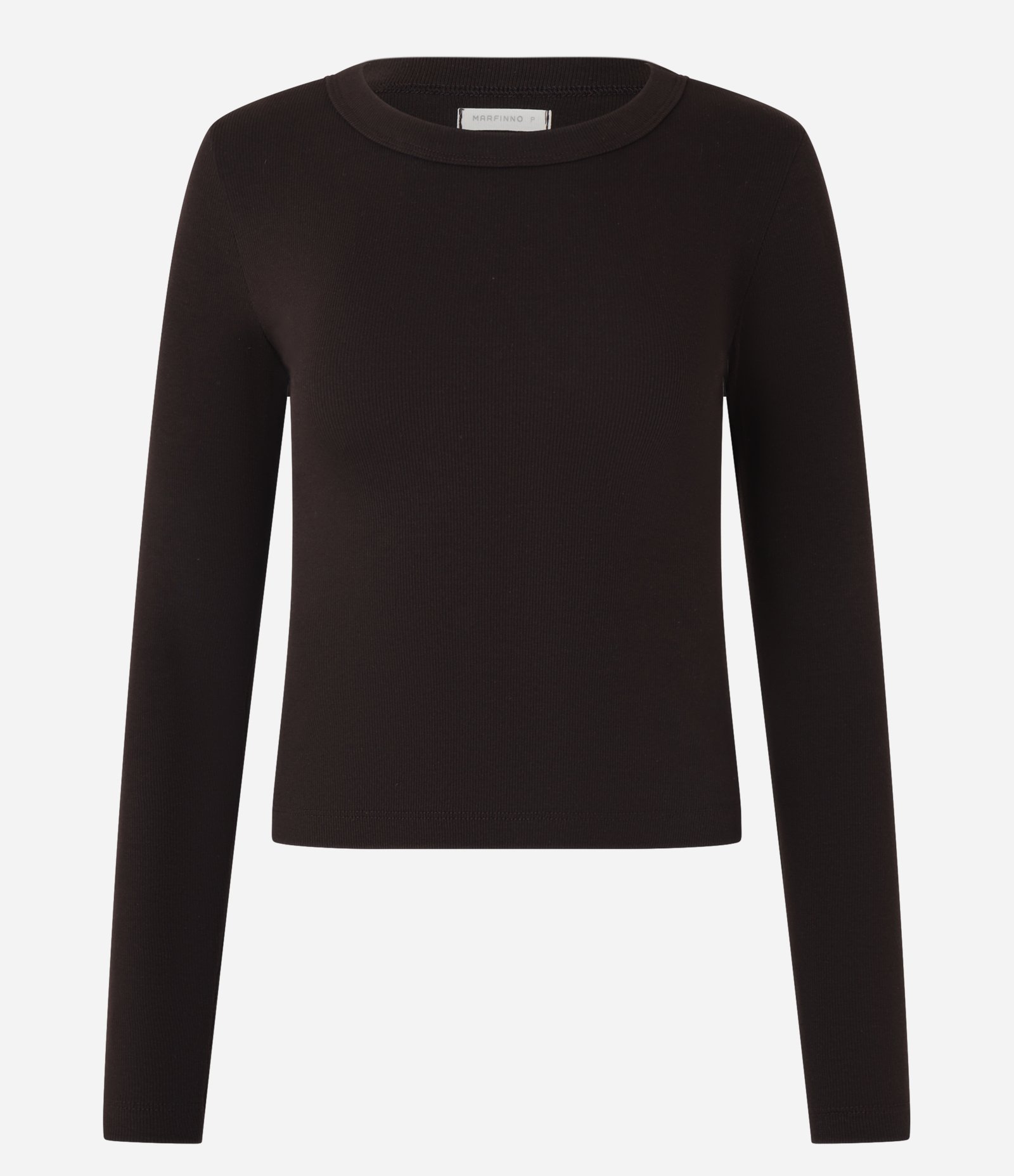 Blusa Básica Canelada em Ribana com Gola Redonda Marrom 5