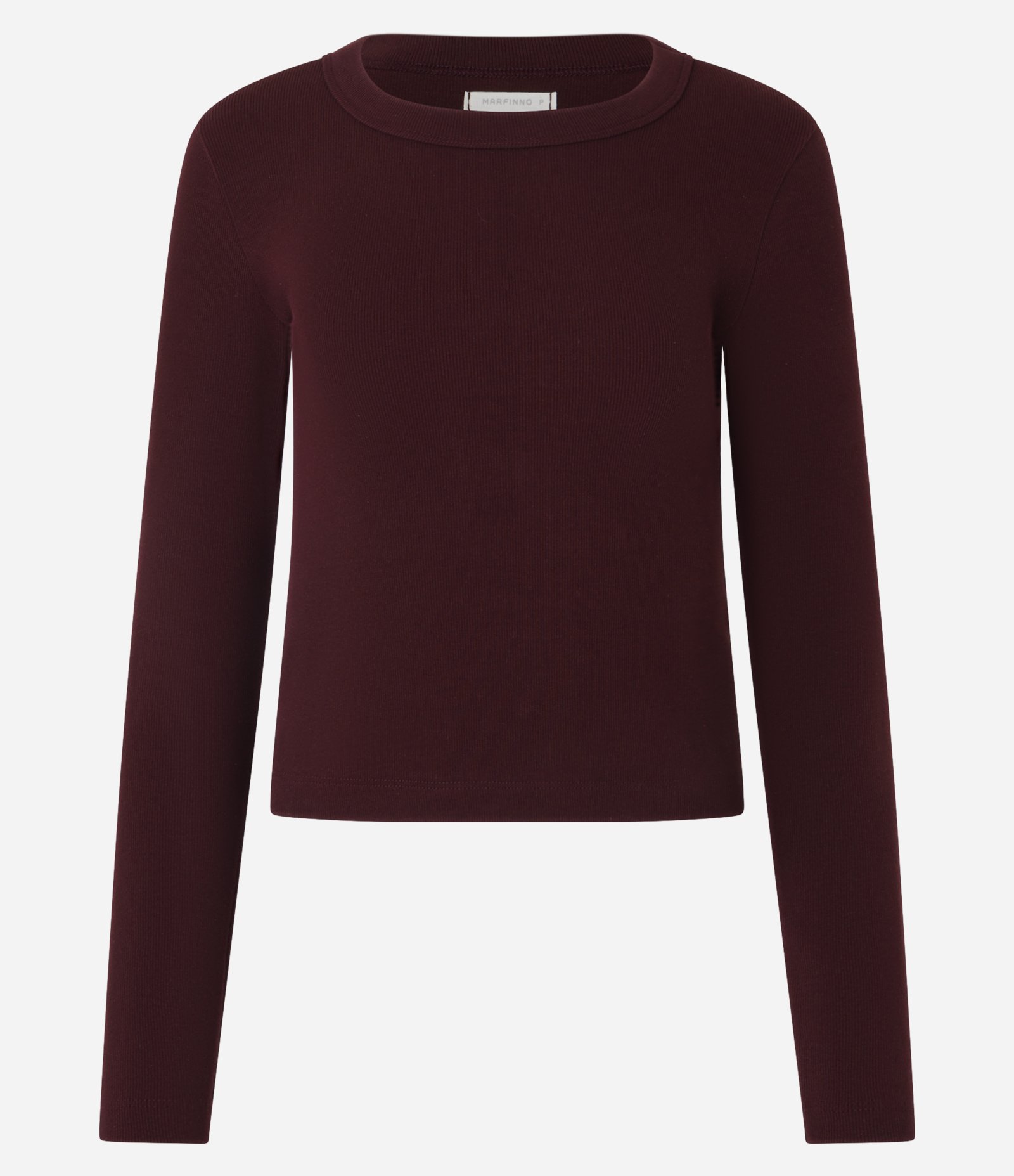 Blusa Básica Canelada em Ribana com Gola Redonda Bordô 5