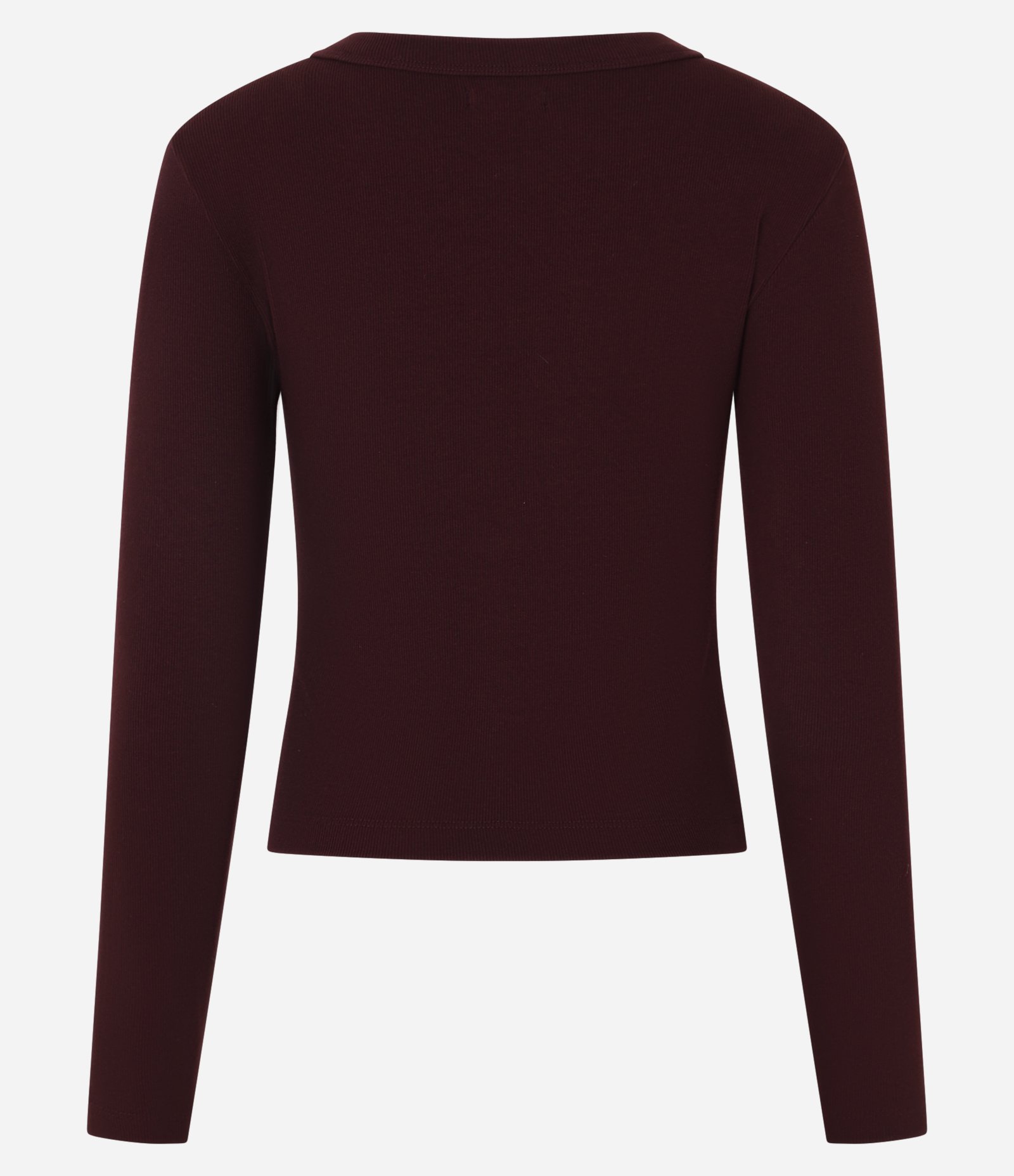 Blusa Básica Canelada em Ribana com Gola Redonda Bordô 7