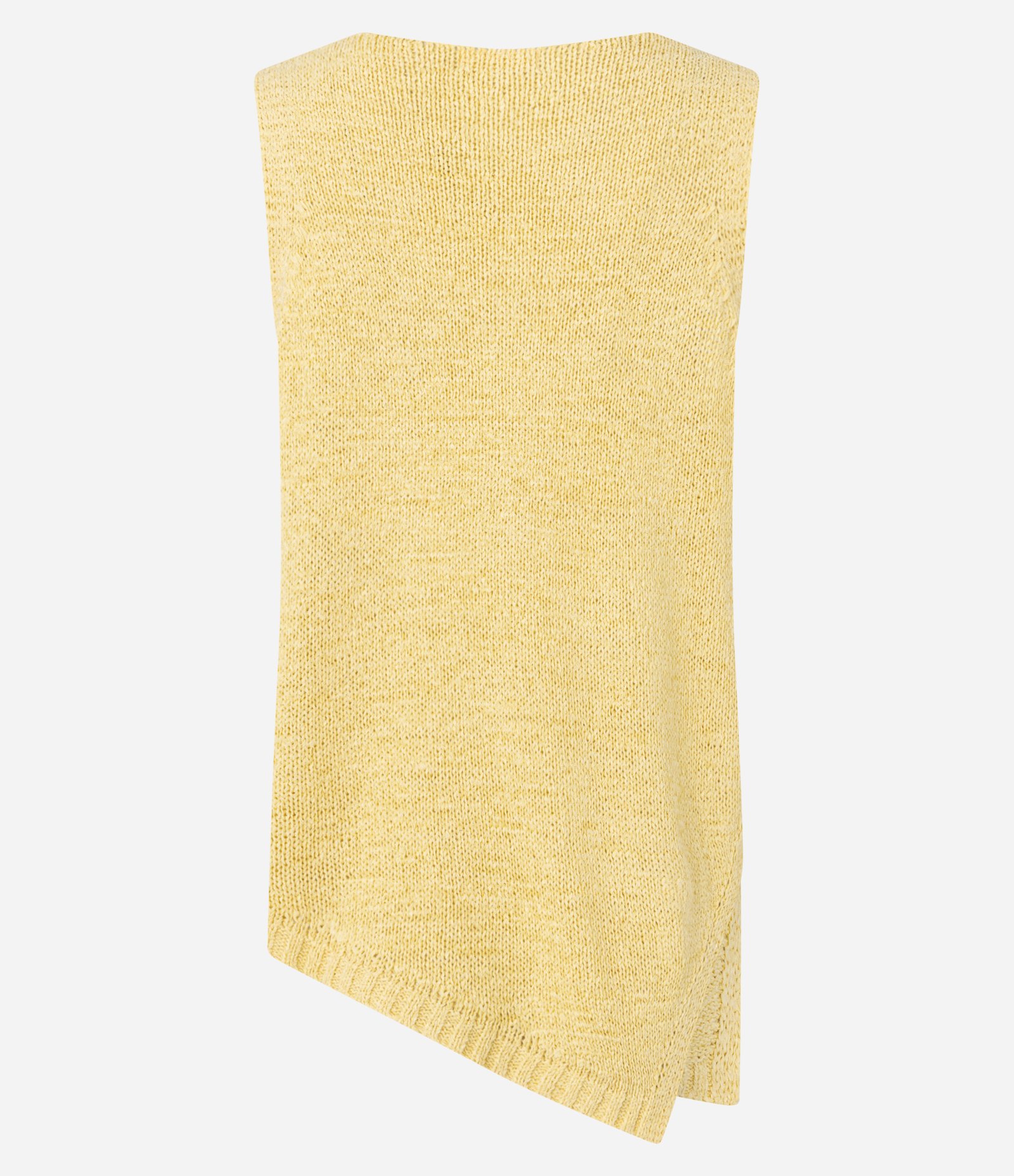 Blusa em Tricô com Decote Redondo e Barra Assimétrica Amarelo 4