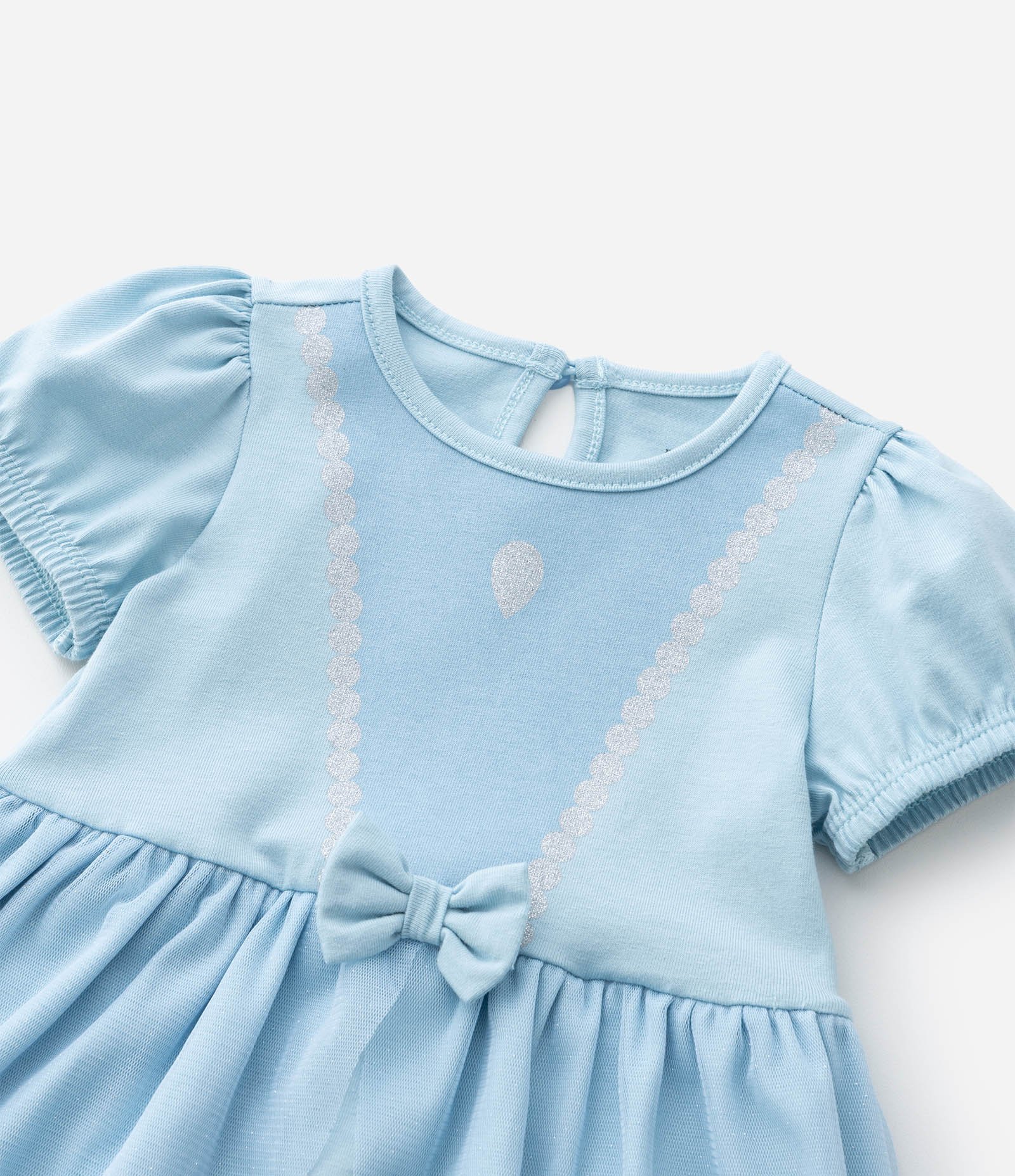 Vestido Body Infantil com Estampa Cinderela - Tam 0 a 18 meses Azul 11