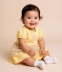 Vestido Body Infantil com Estampa Bella - Tam 0 a 18 meses