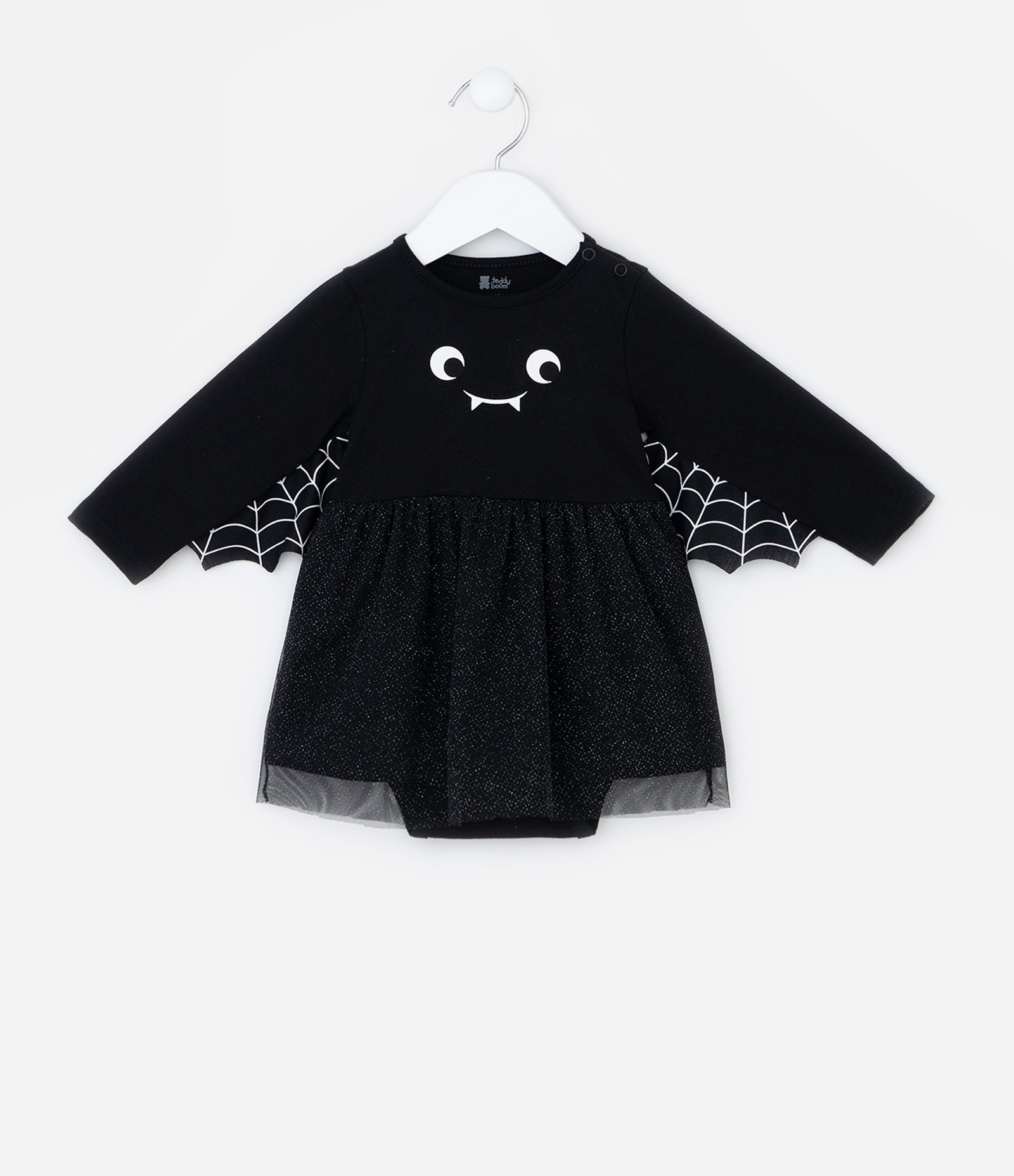 Vestido Body Infantil com Estampa Morceguinha e Asas - Tam 0 a 18 meses Preto 2