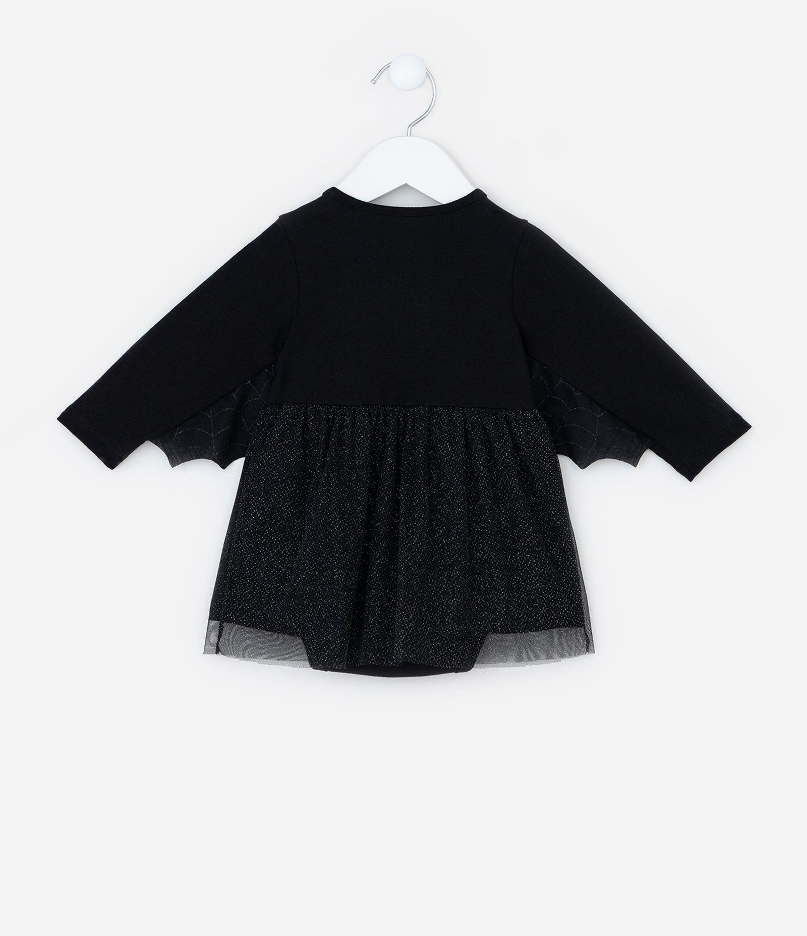 Vestido Body Infantil com Estampa Morceguinha e Asas - Tam 0 a 18 meses Preto 3