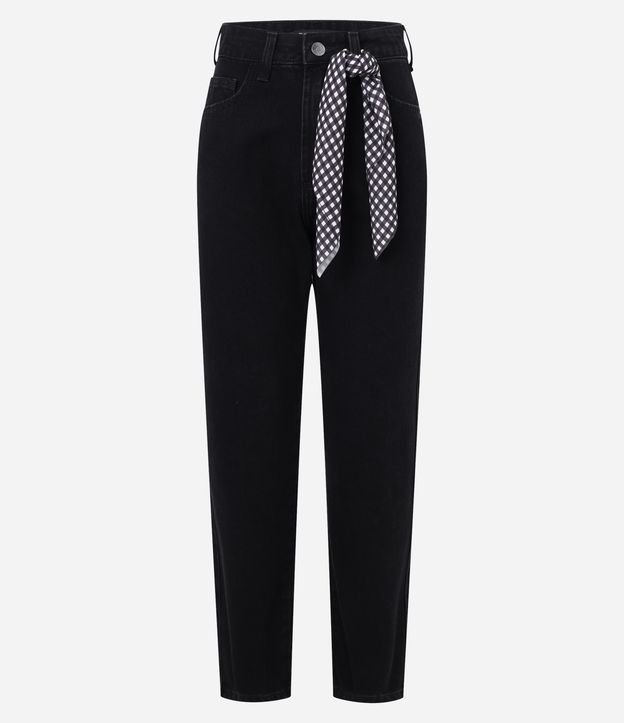 Calça Mom Comfort em Jeans Lenço Vichy