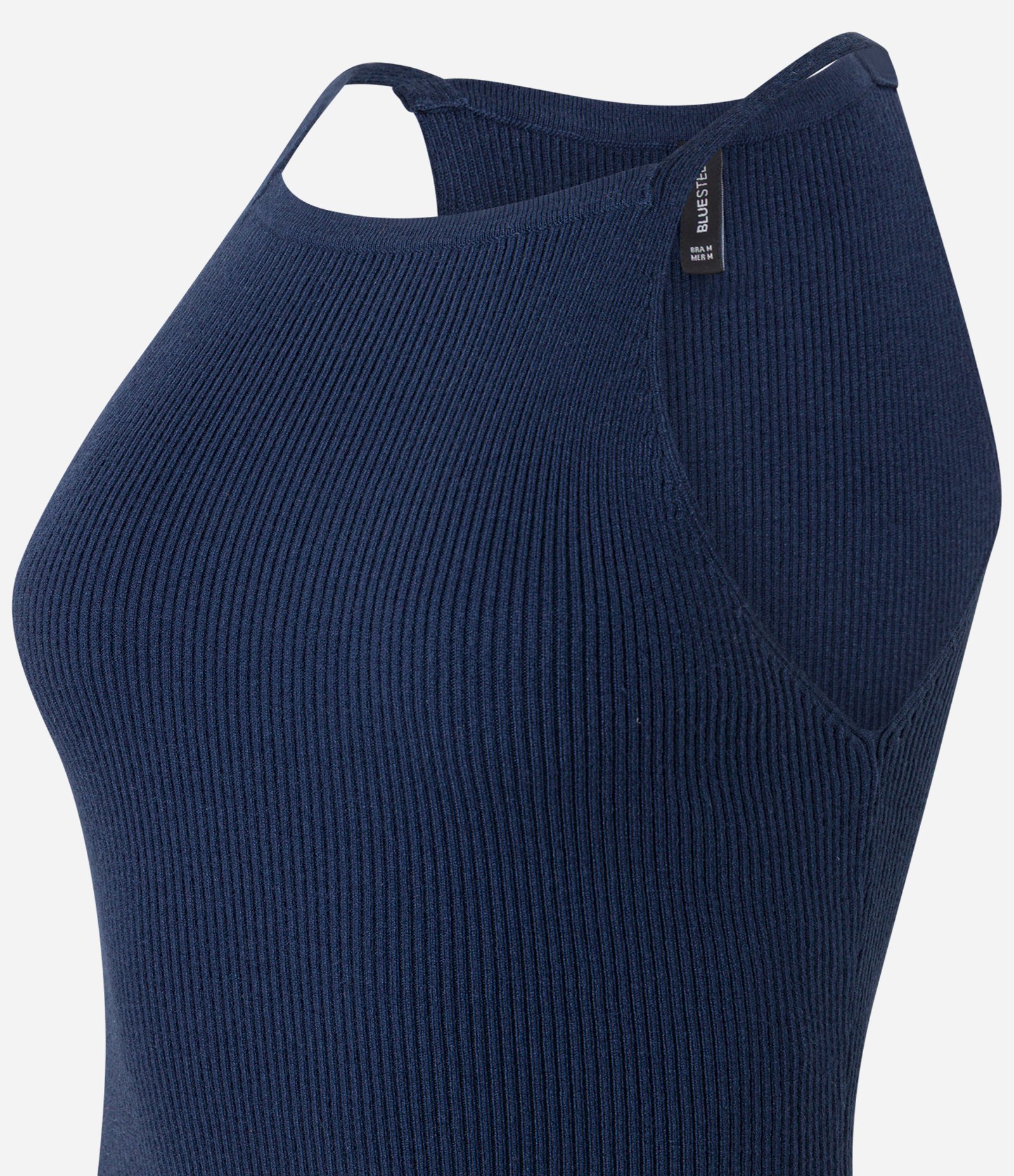 Vestido Skater Curto em Tricô com Gola Halter Azul 6