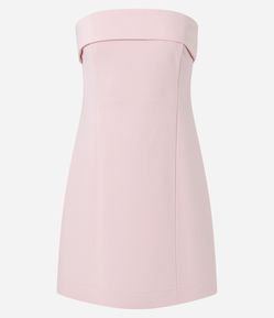 Vestido Curto Sem Alça em Crepe com  Decote Virado