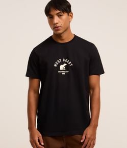 Camiseta Comfort em Algodão com Estampa de Urso e Lettering