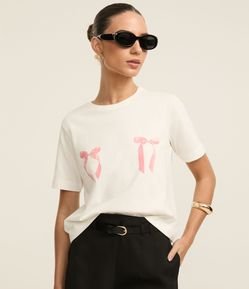 Camiseta Regular em Algodão com Lacinhos