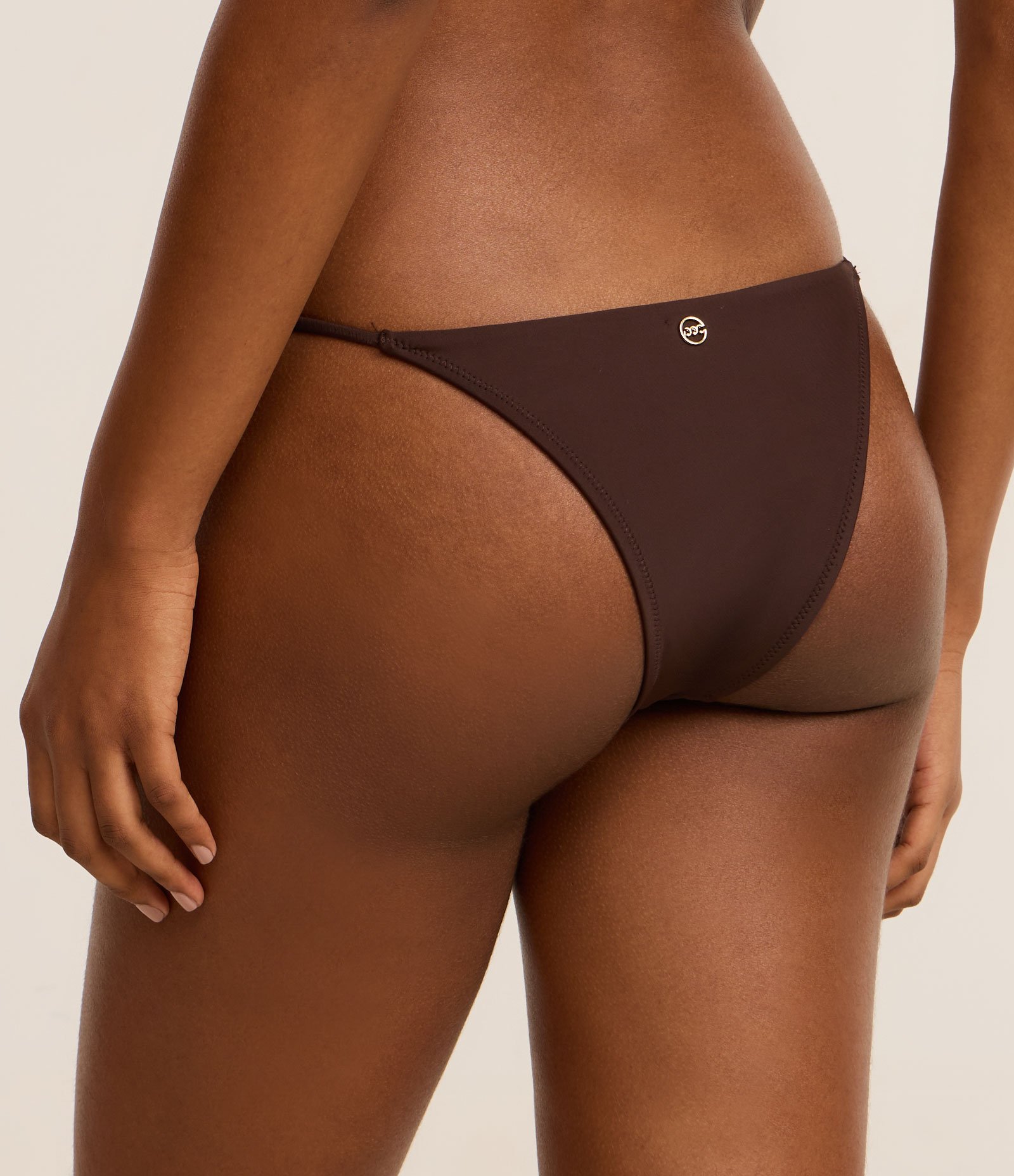 Biquíni Calcinha String em Microfibra com Aviamento Colorido Marrom 4